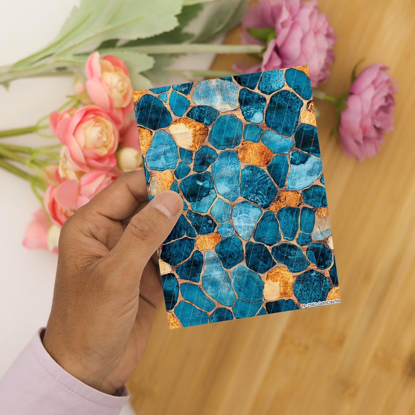Transfer paper for polymer clay, Blue and Brown Stones, Clay water soluble transfer paper, Clay Transfers, Clay Transfer sheets