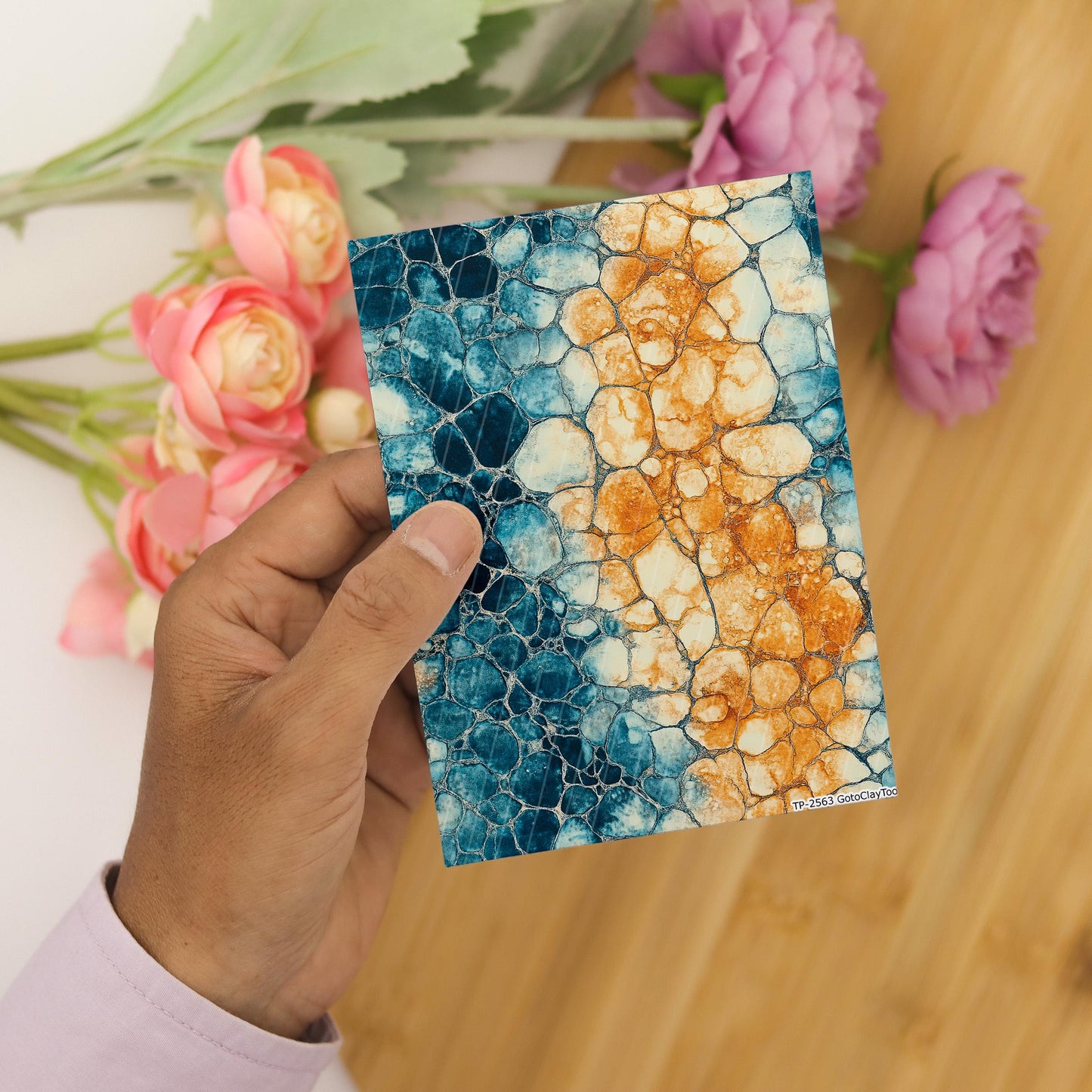 Transfer paper for polymer clay, Blue and Brown Stones, Clay water soluble transfer paper, Clay Transfers, Clay Transfer sheets
