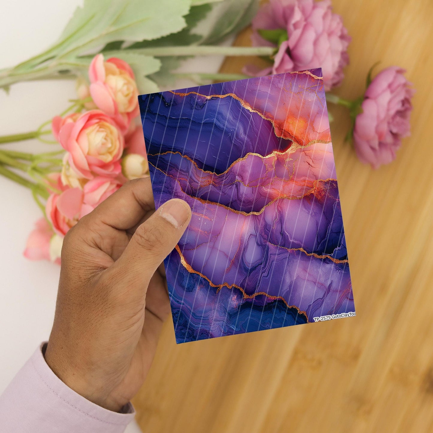 Transfer paper for polymer clay, Purple Marble, Clay water soluble transfer paper, Clay Transfers, Clay Transfer sheets