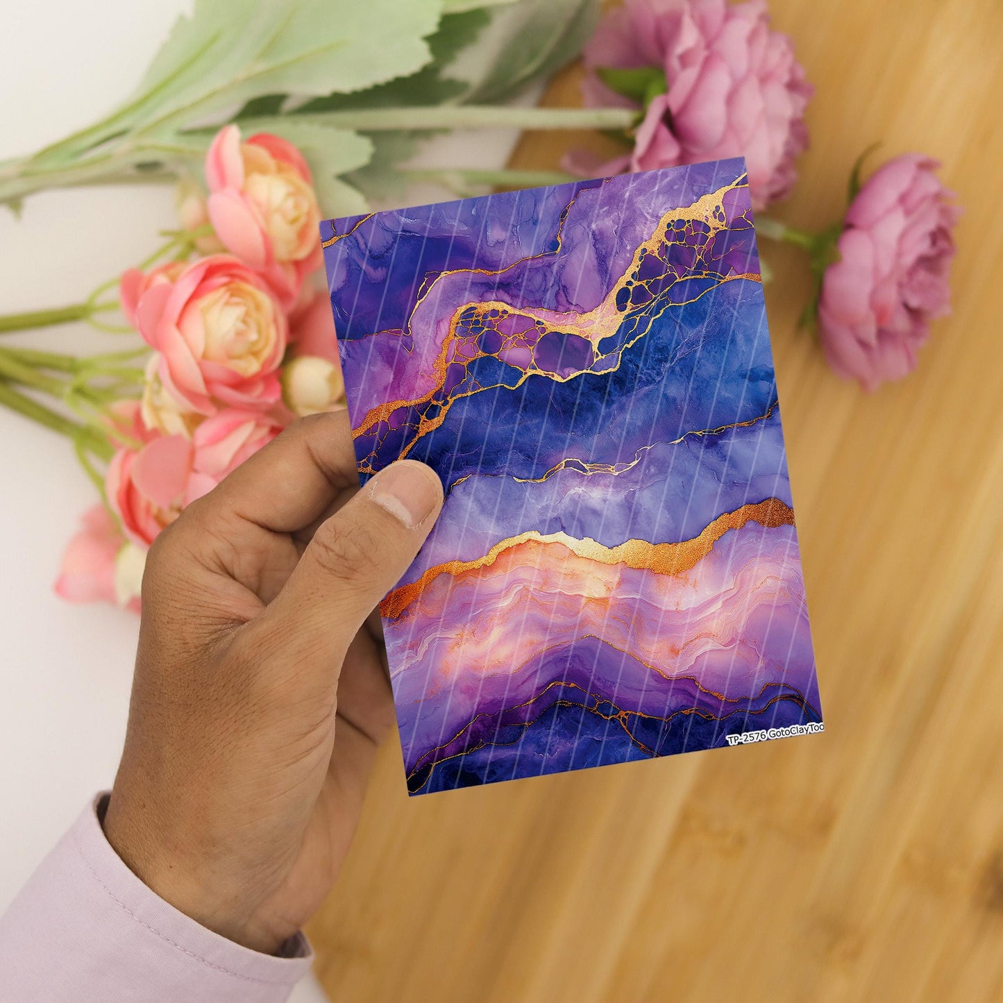 Transfer paper for polymer clay, Purple Marble, Clay water soluble transfer paper, Clay Transfers, Clay Transfer sheets