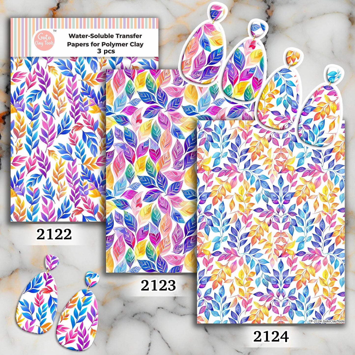 Colorful Leaves Polymer Clay Transfer Paper (4x5.5 inches)