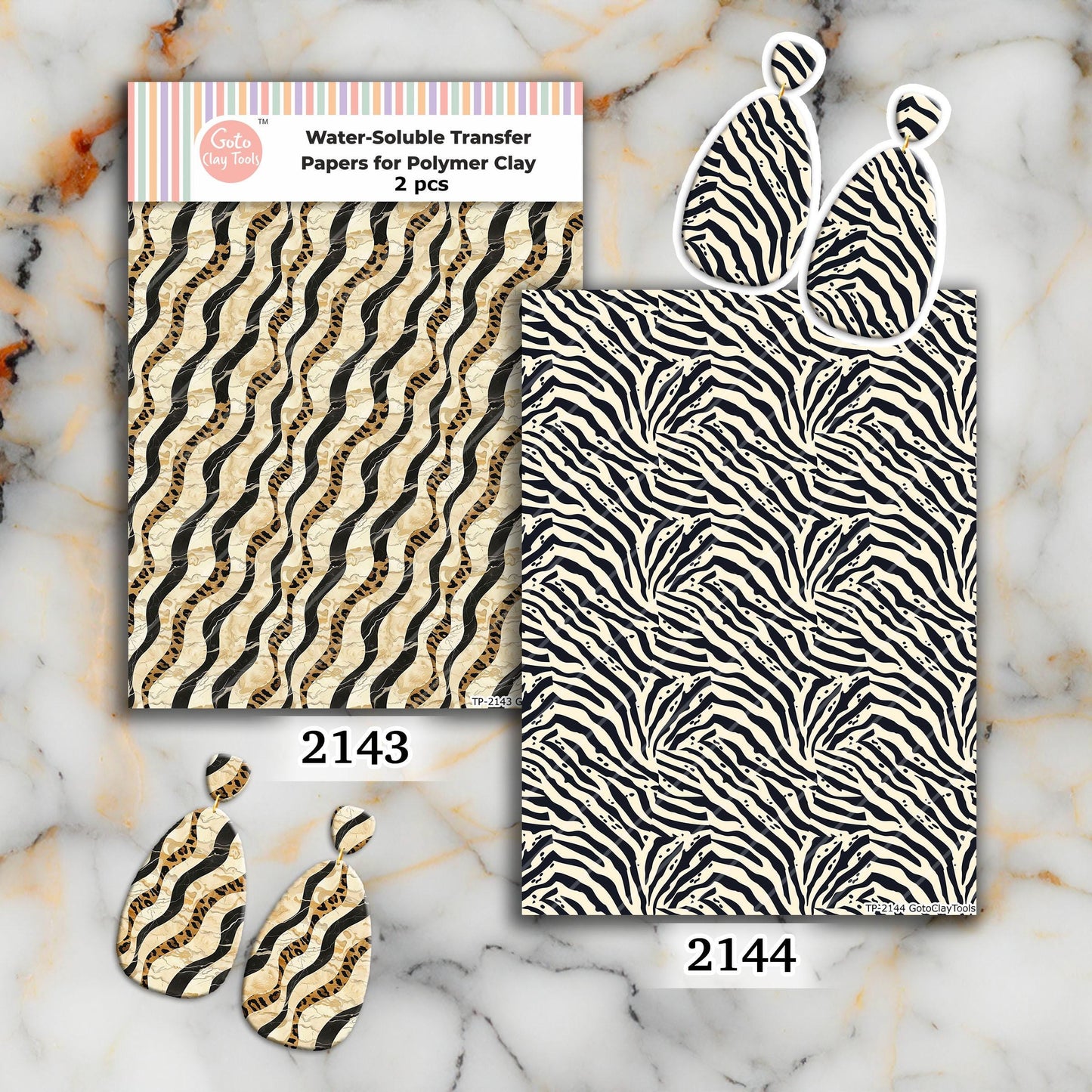 Zebra Animal Print Transfer Paper for Polymer Clay (Water Soluble)