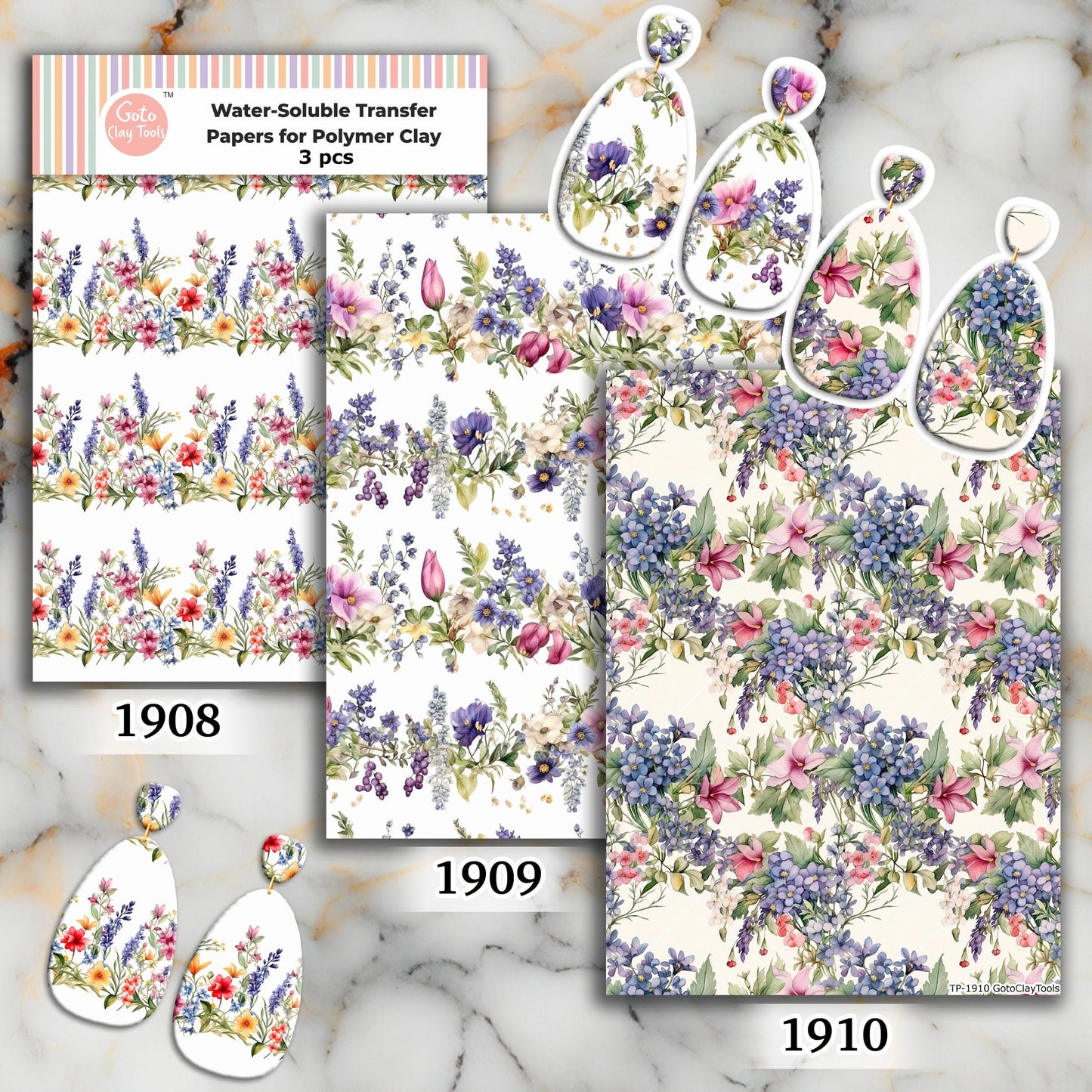 Floral Border Transfer Paper for Polymer Clay (4x5.5 inches)
