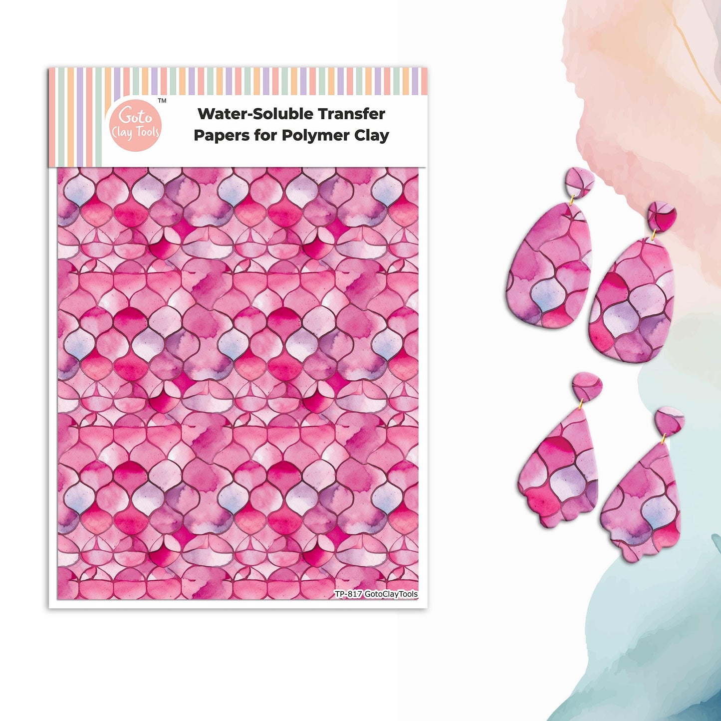 Transfer paper for polymer clay, Watercolor tiles, water soluble transfer paper, polymer clay image transfers, magic transfer paper #817