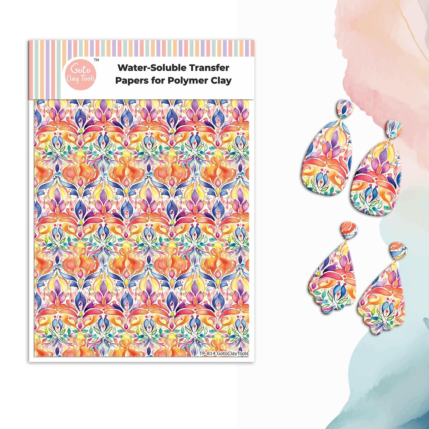 Damask Polymer Clay Transfer Paper: Water Soluble Image Transfers #814