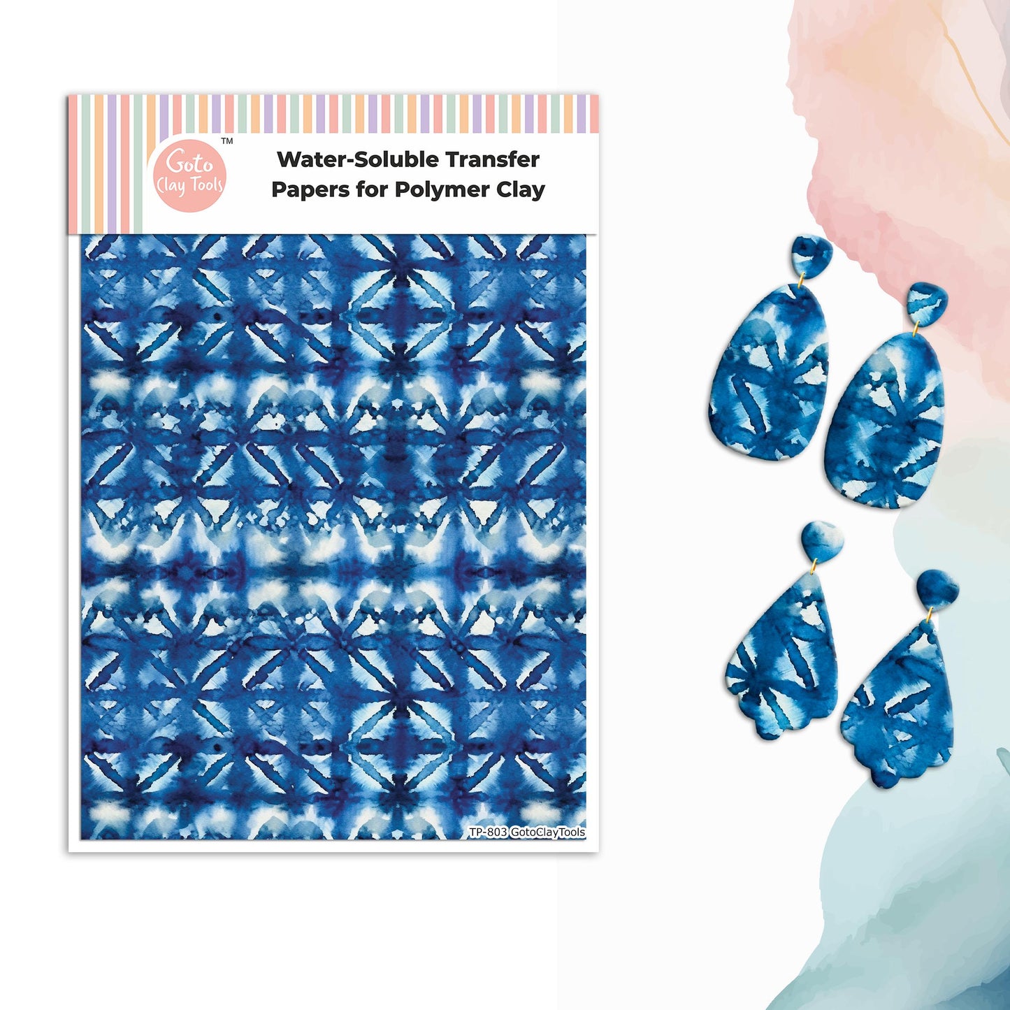 Watercolor Tie Dye Transfer Paper for Polymer Clay #803