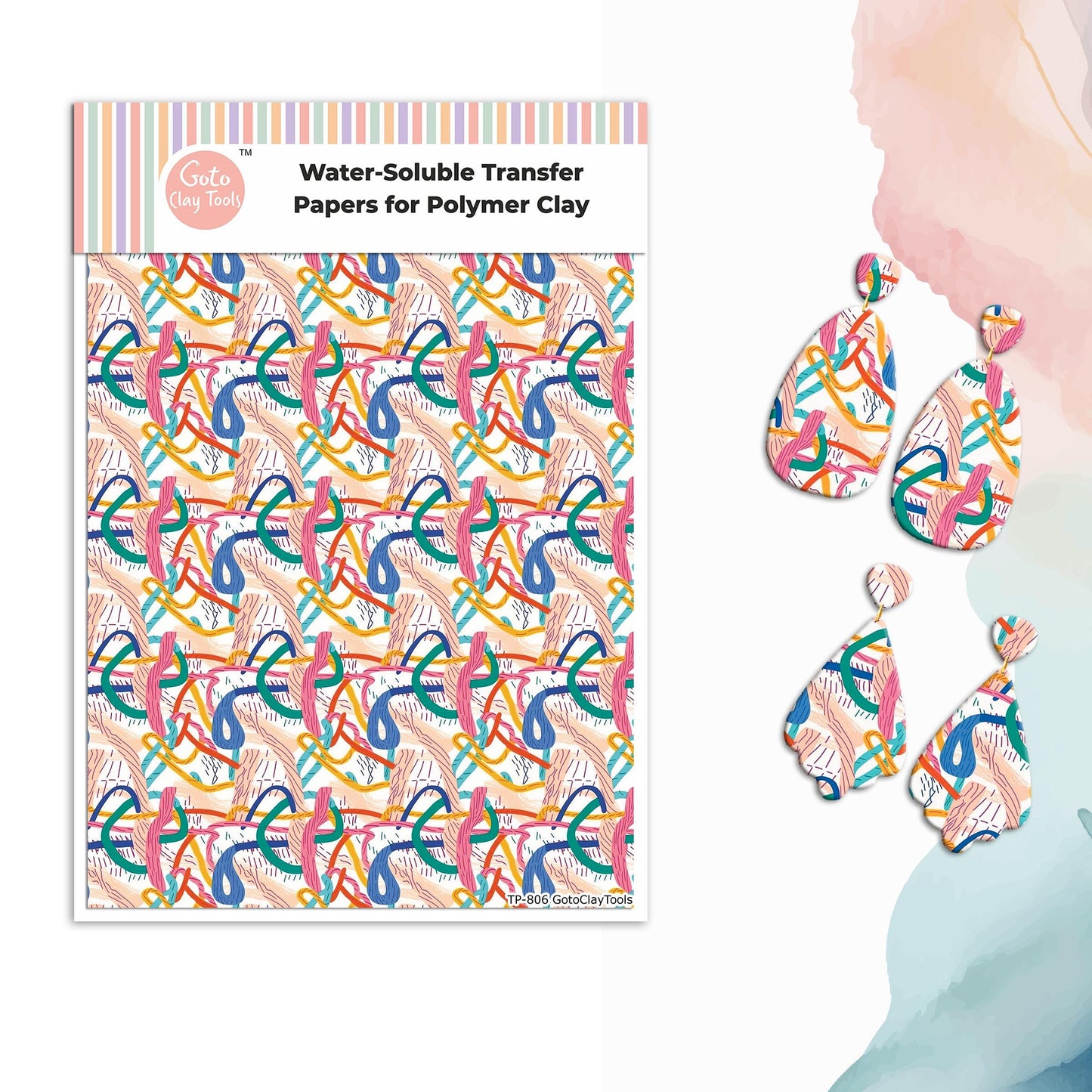 Abstract Polymer Clay Transfer Paper: Water Soluble #806