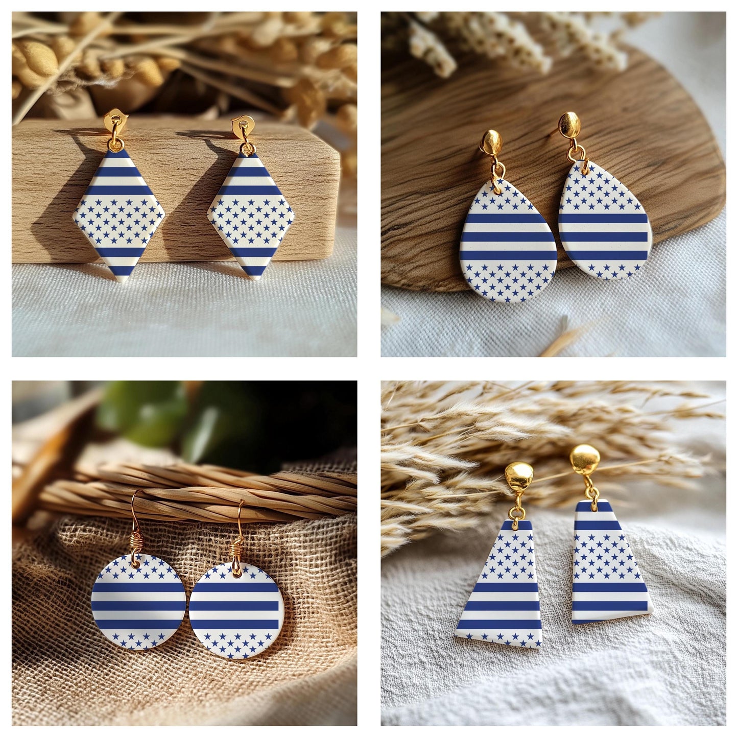 American Flag Silkscreen for Polymer Clay Earrings: 3.74" x 4.92". SS#578
