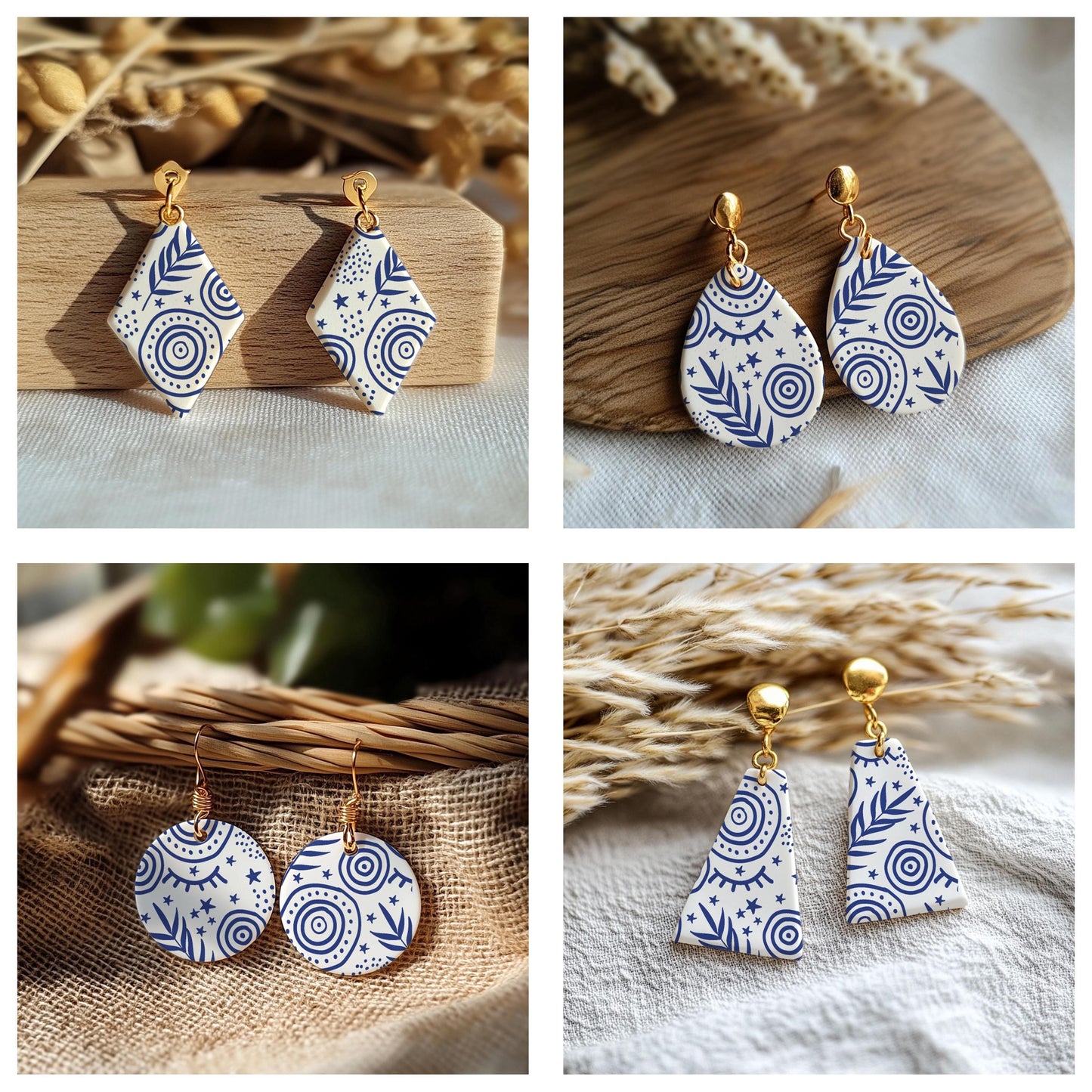 Boho Leaf Silkscreen for Polymer Clay Earrings: Jewelry Stencil SS#641