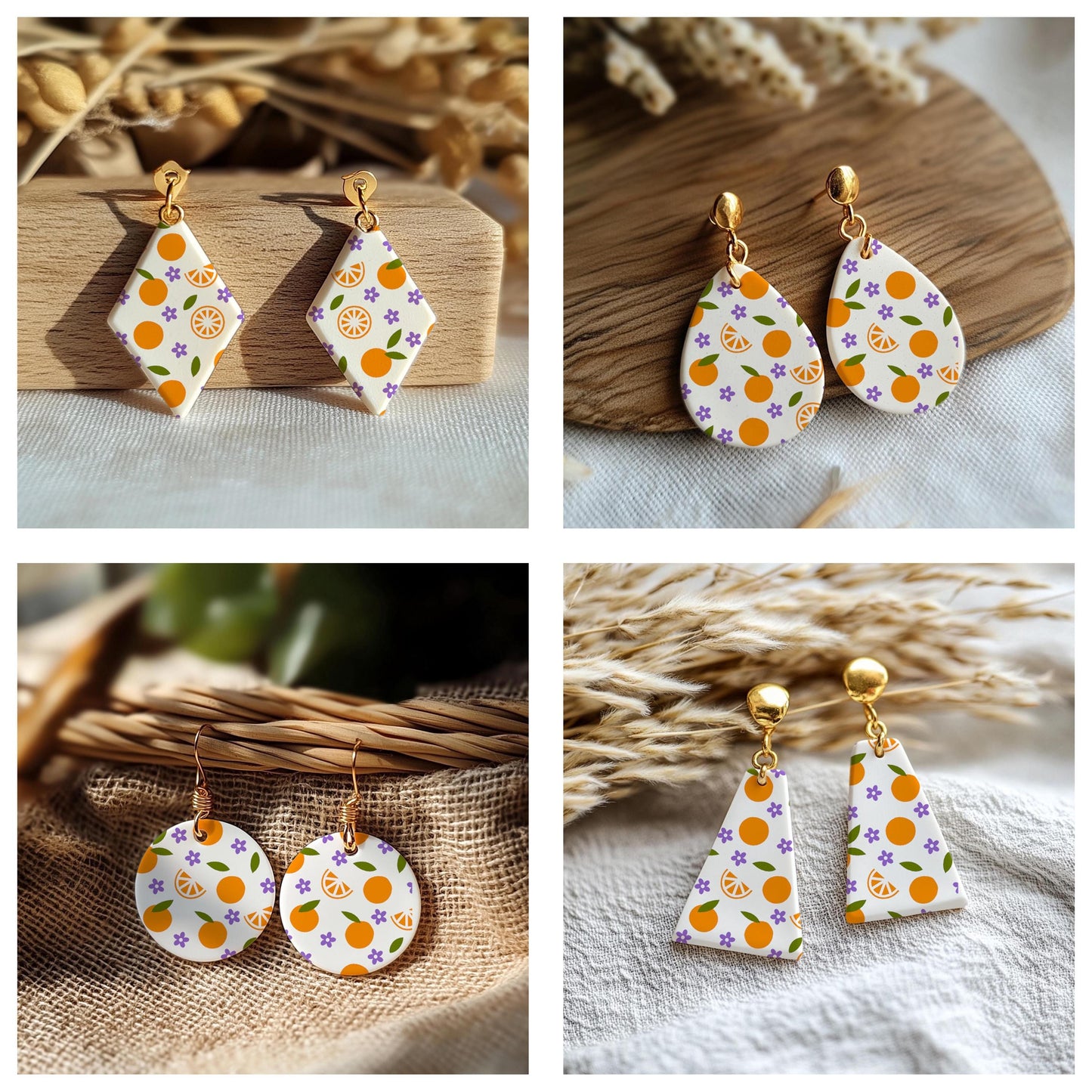 Orange Silkscreen for Polymer Clay Earrings: 3-Layer Easter Chick Design SS#675