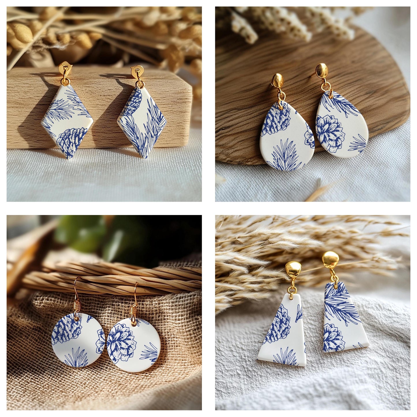 Pine Cone Christmas Silkscreen for Polymer Clay Earrings: Stencil SS#761
