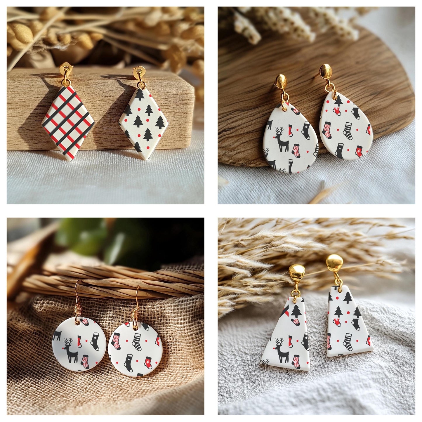 2 Layer Christmas Silkscreen for Polymer Clay Earring making, Clay Stencils, Clay Earring Silkscreen, Polymer Clay Supplies SS#763