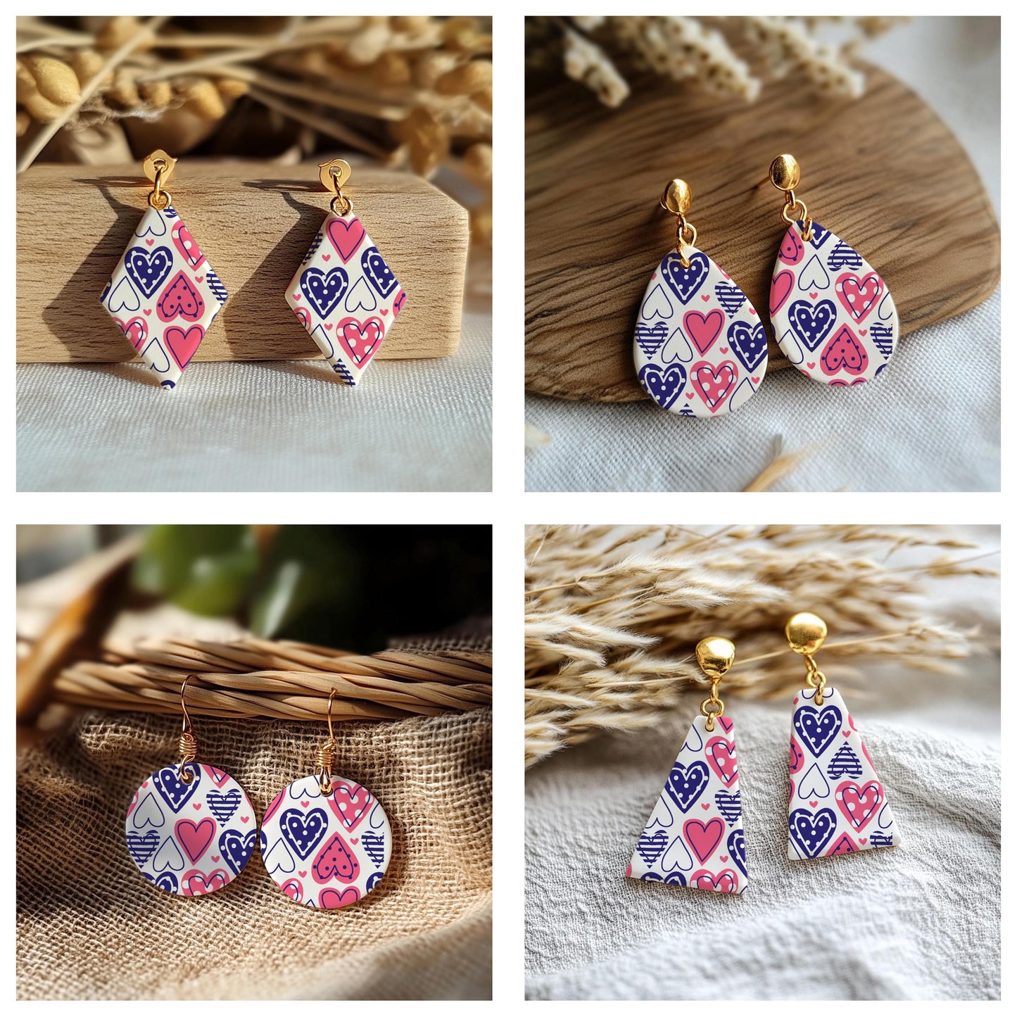 Heart Silkscreen for Polymer Clay Earrings: Valentine's Day Stencil (9.5x12.5cm) SS#793