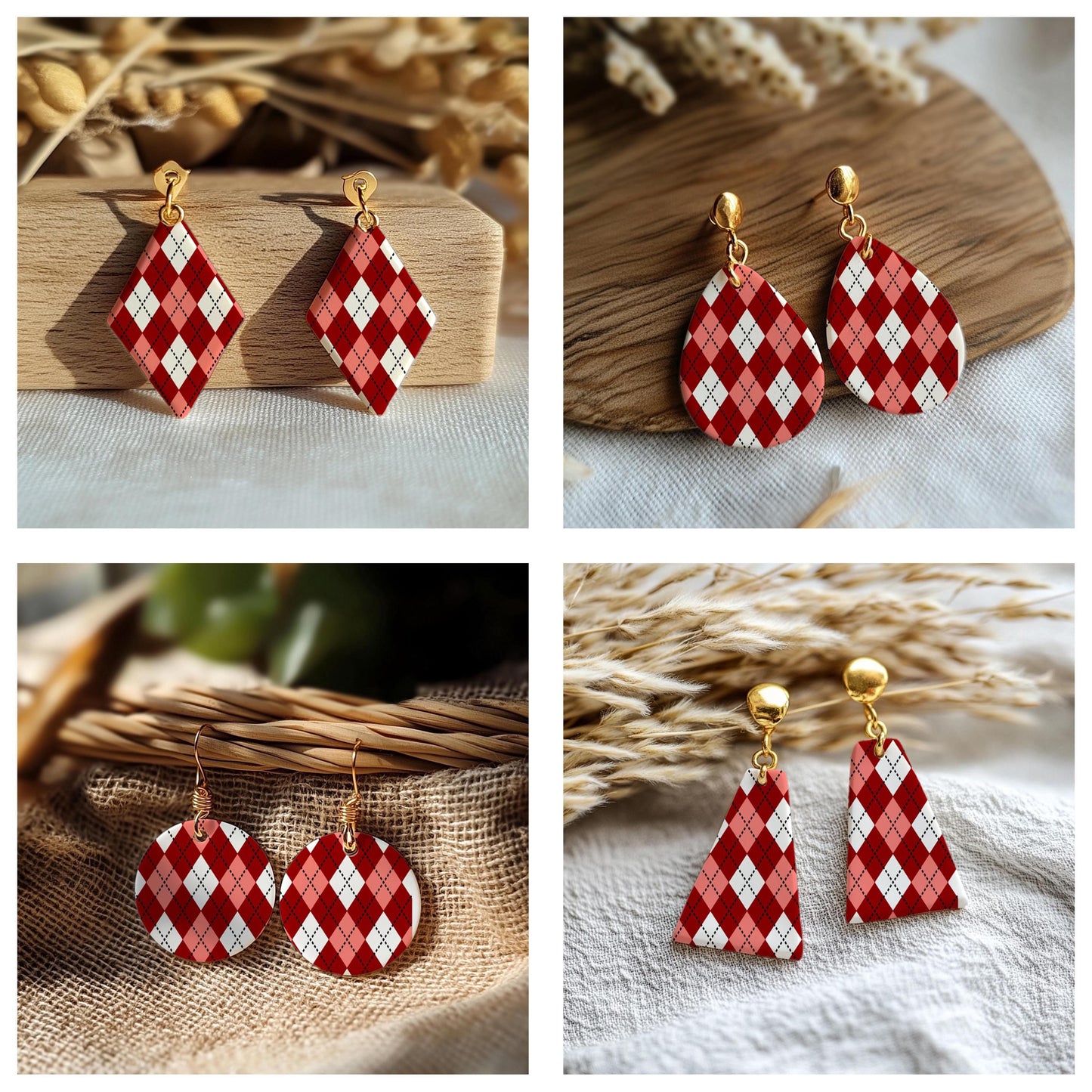 3 Layers argyle pattern Silkscreen for Polymer Clay Earring making, Clay Stencils, Clay Earring Silkscreen, Polymer Clay Supplies SS#1080