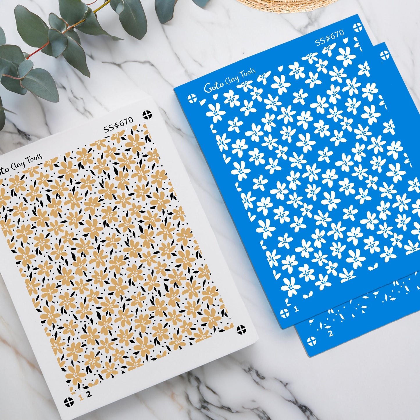 Ditsy Floral Silkscreen for Polymer Clay Earrings: 9.5x12.5cm SS#670