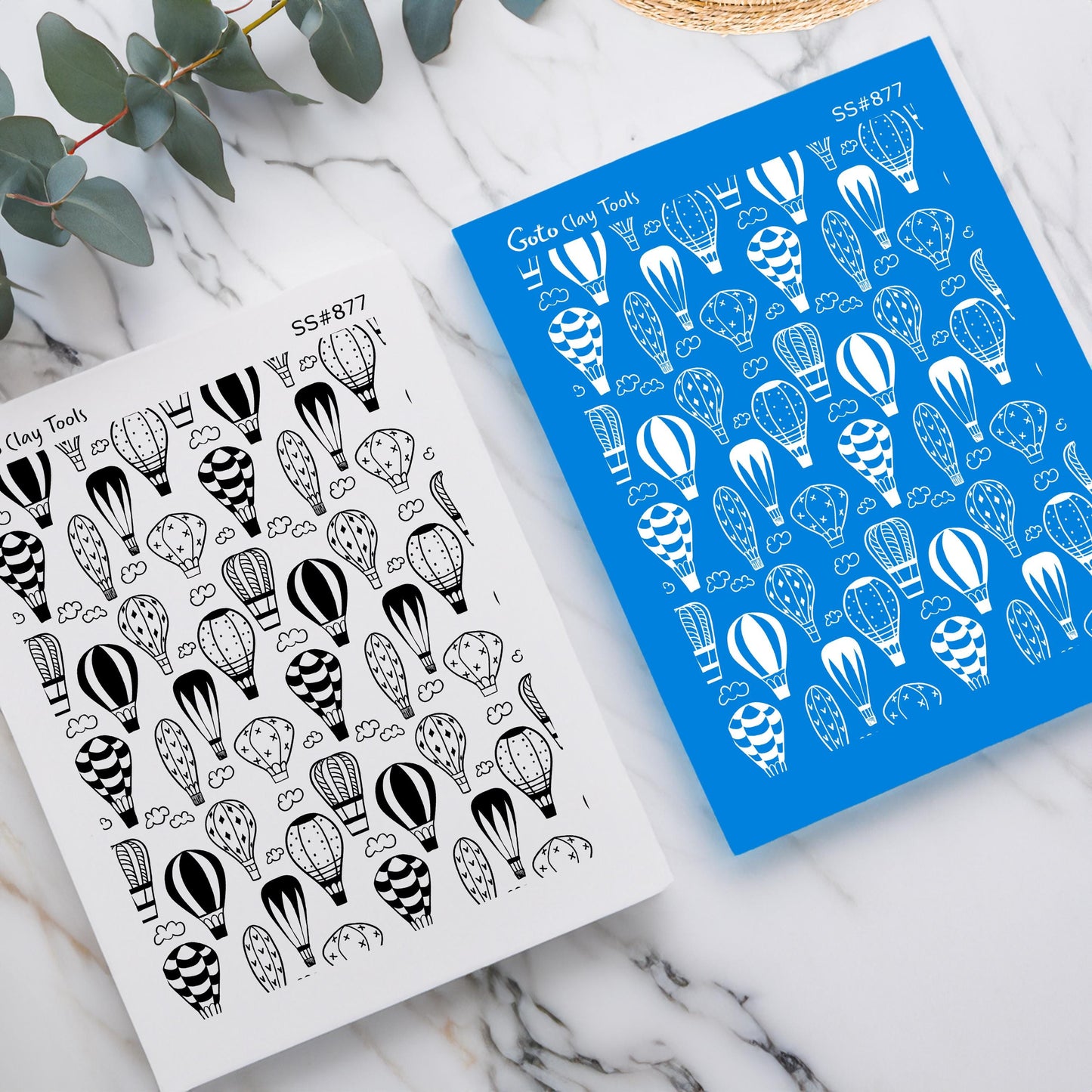 Air Balloon Doodle Silkscreen for Polymer Clay Earrings: Clay Stencil (9.5x12.5cm) SS#877