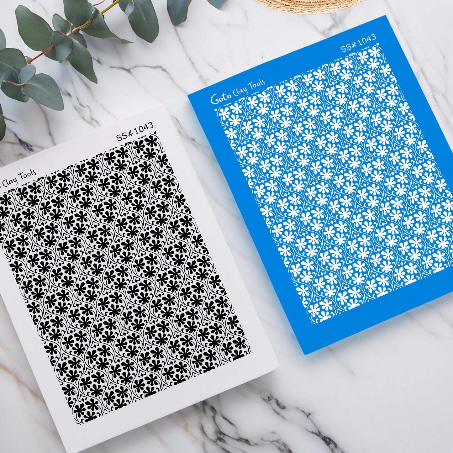 Floral Damask Silkscreen for Polymer Clay Earrings: Damask Style Pattern SS#1043