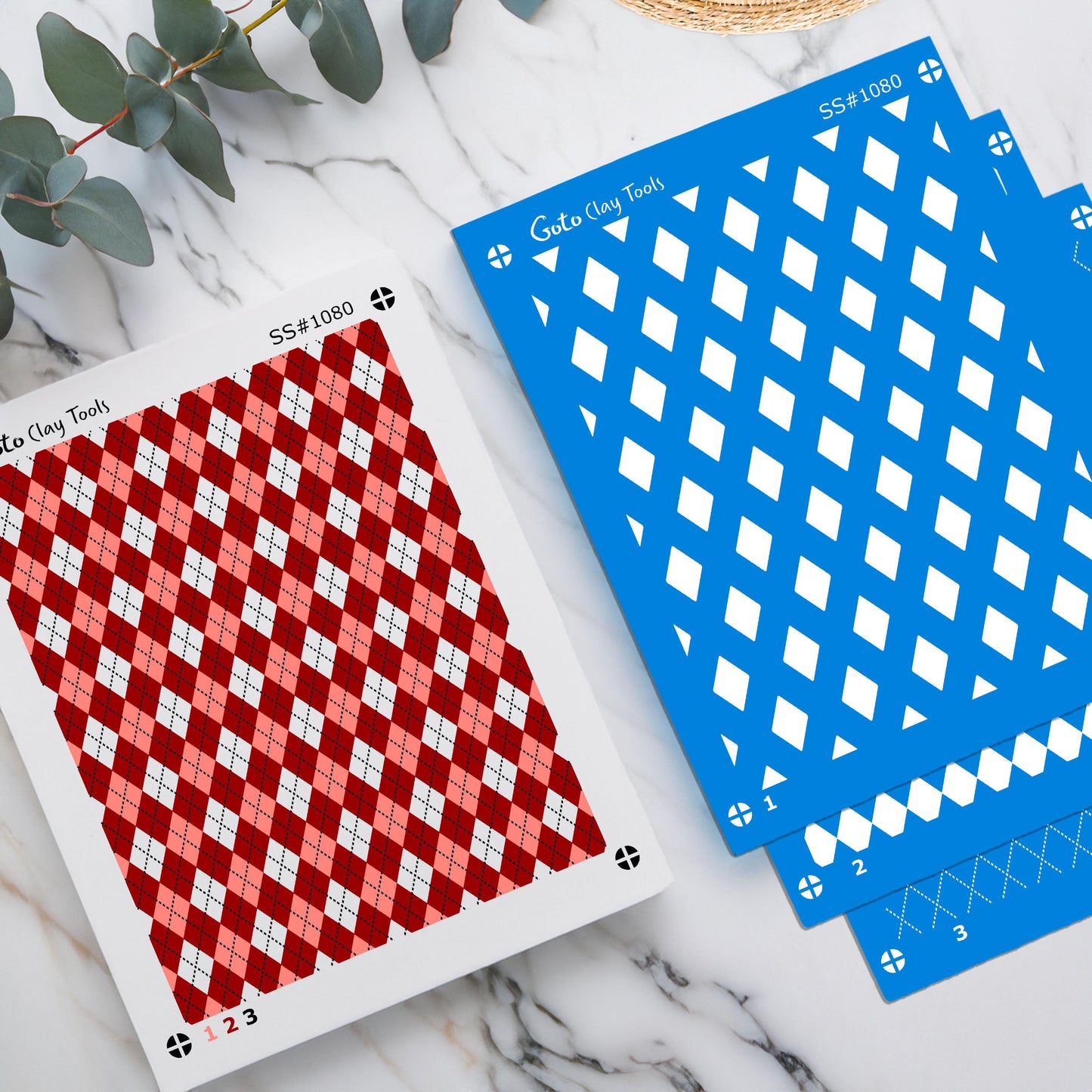 3 Layers argyle pattern Silkscreen for Polymer Clay Earring making, Clay Stencils, Clay Earring Silkscreen, Polymer Clay Supplies SS#1080