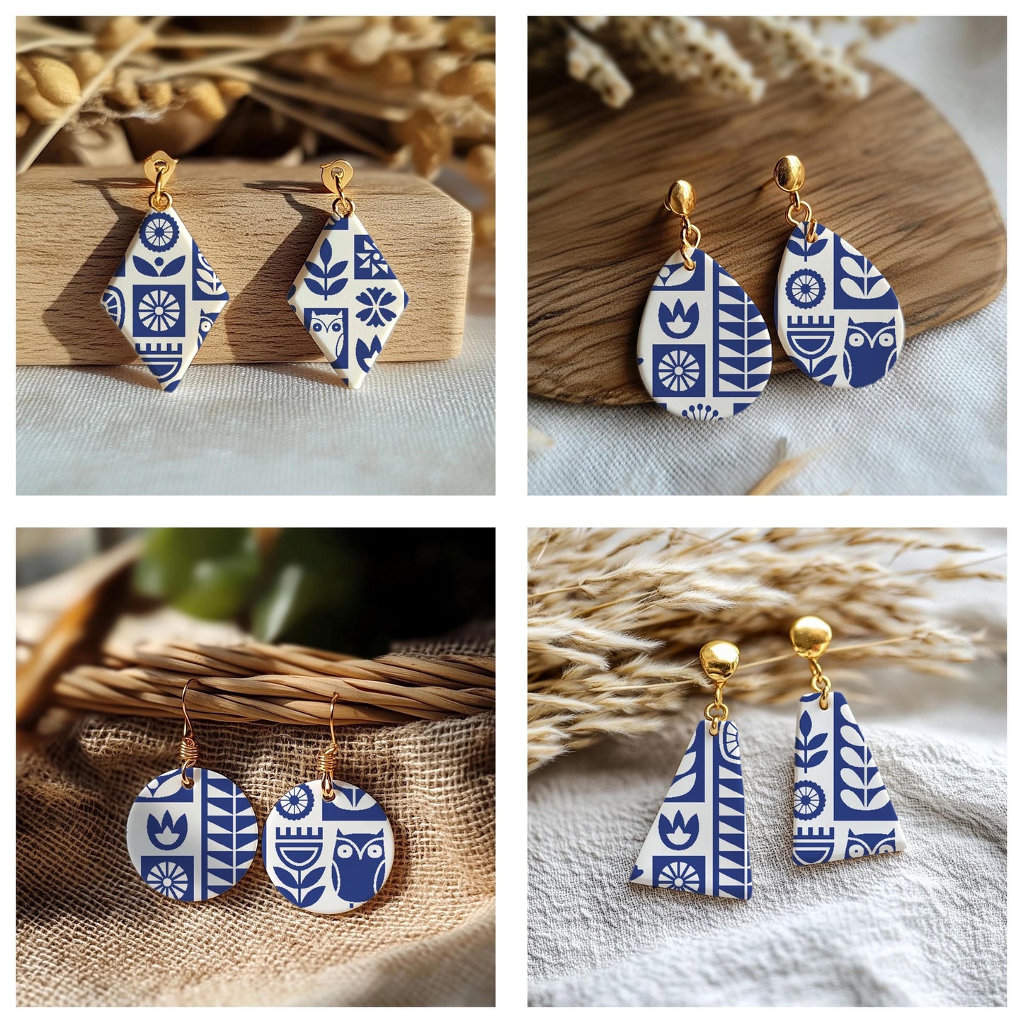 Folk Art Silkscreen for Polymer Clay Earrings: Stencil SS#869