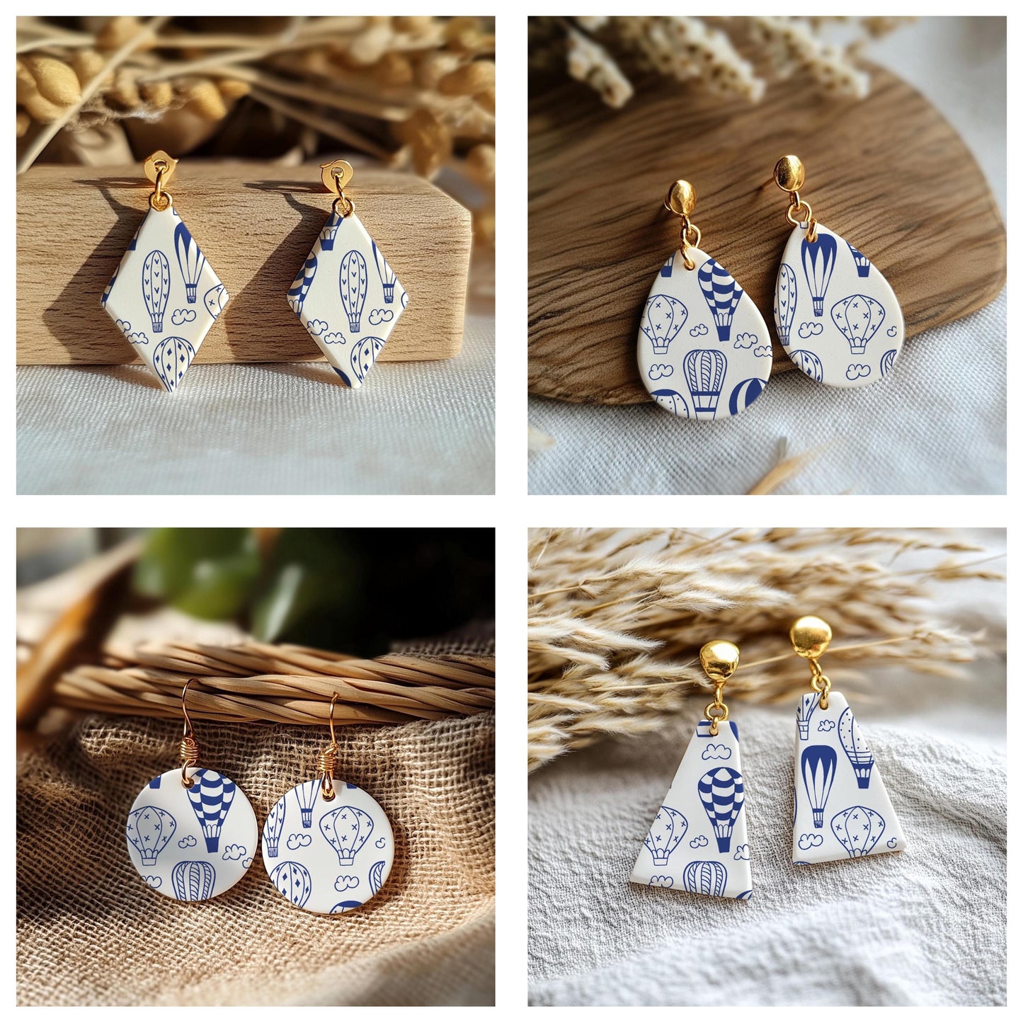 Air Balloon Doodle Silkscreen for Polymer Clay Earrings: Clay Stencil (9.5x12.5cm) SS#877
