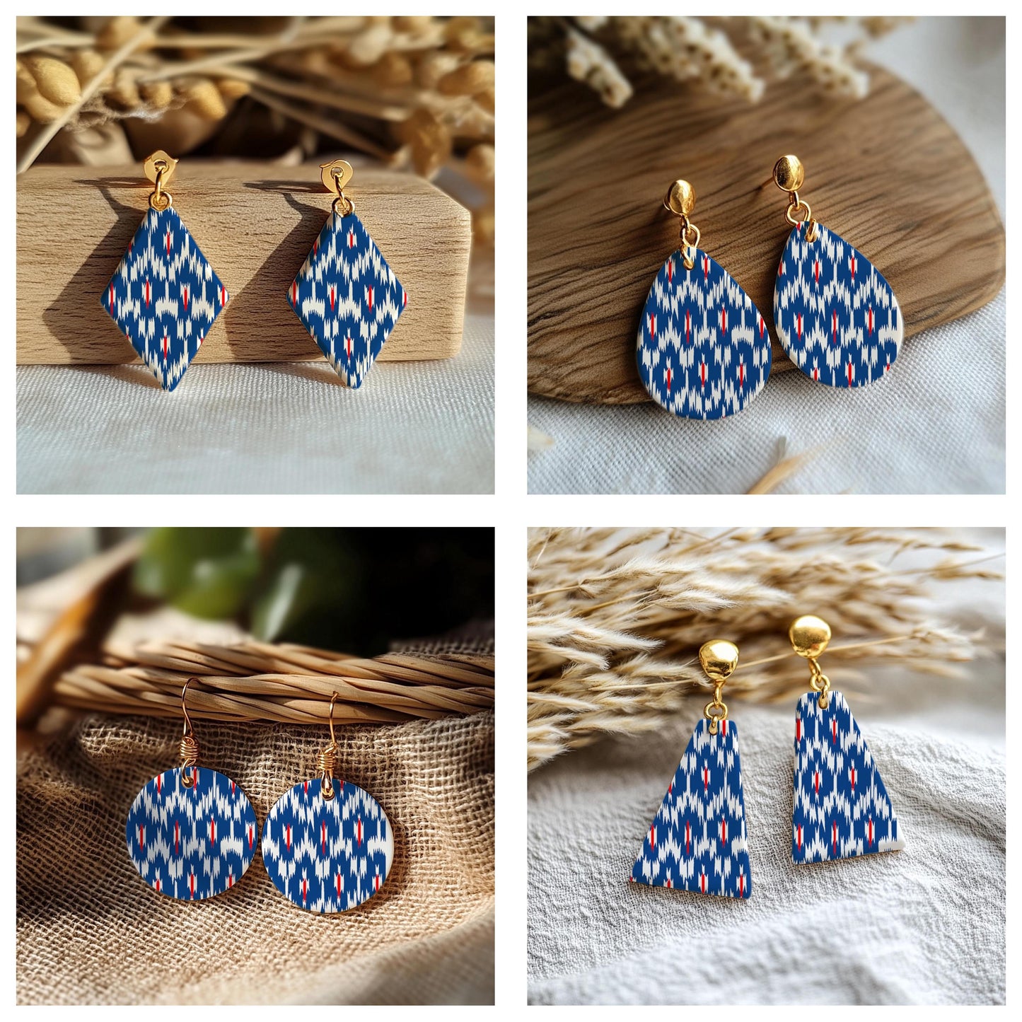 Ikat Silkscreen for Polymer Clay Earrings: Indian Style Stencil SS#917