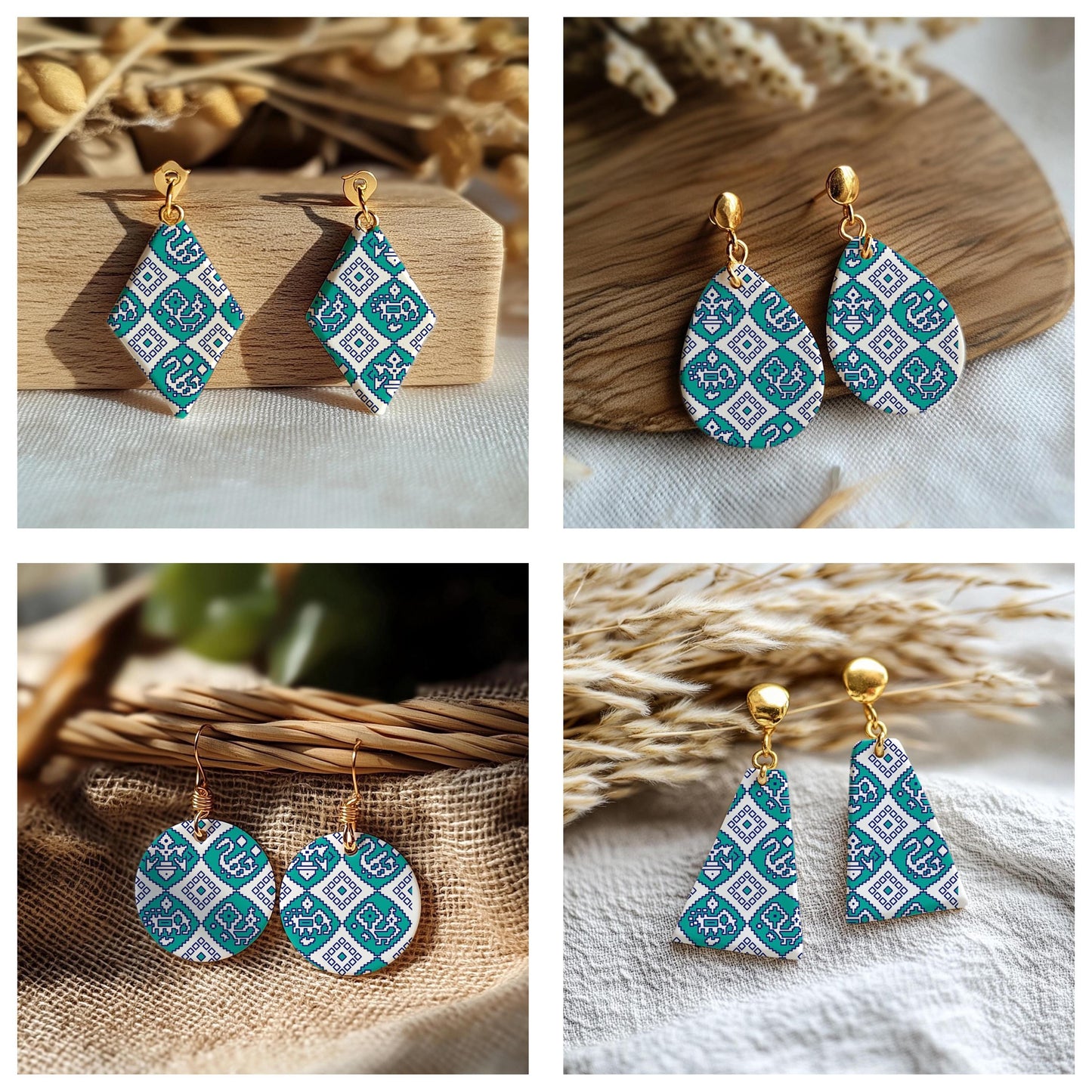 Indian Silkscreen for Polymer Clay Earrings: Clay Stencils, Jewelry Making SS#942