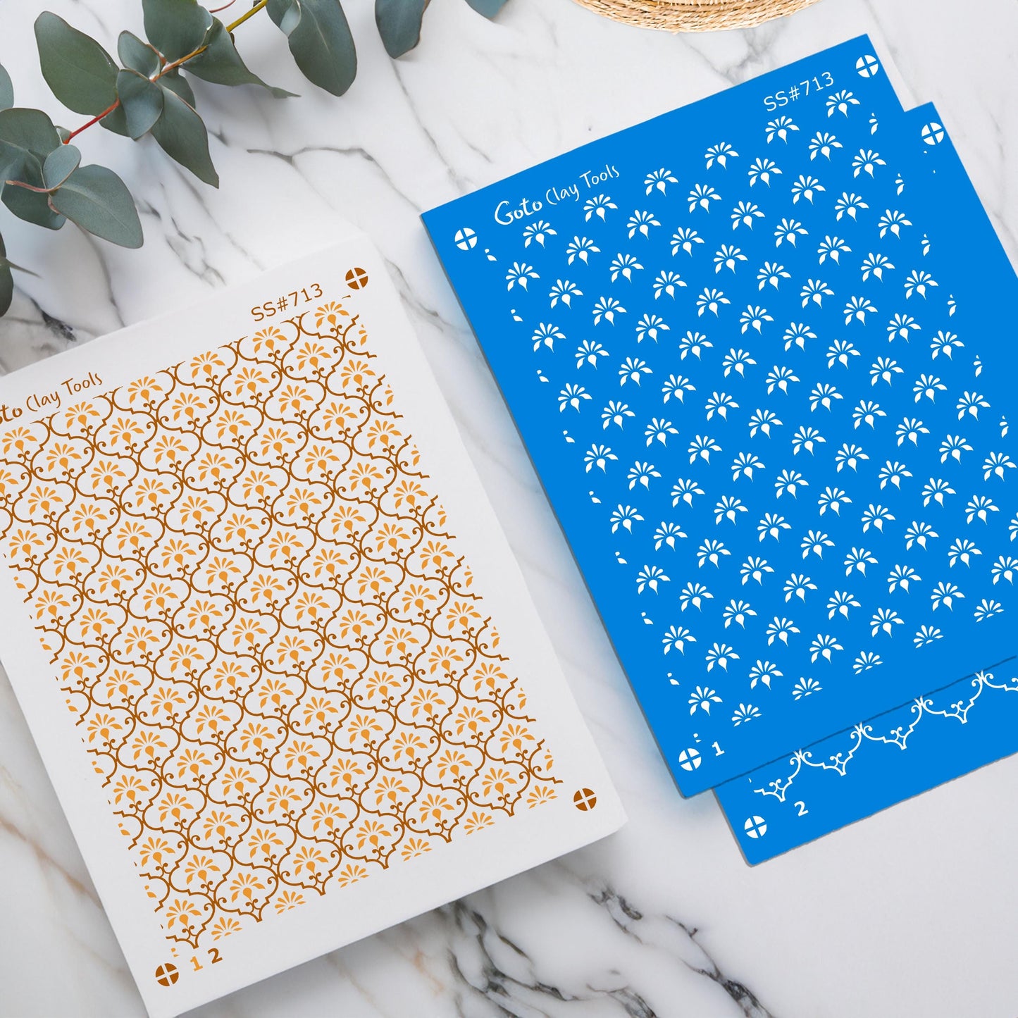 Ornamental Silkscreen for Polymer Clay Earrings: 2-Layer Stencil (9.5x12.5cm) SS#713