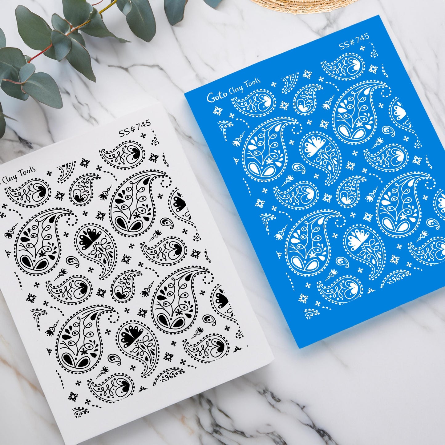 Doodle Paisley Silkscreen for Polymer Clay Earrings: 9.5x12.5cm SS#745