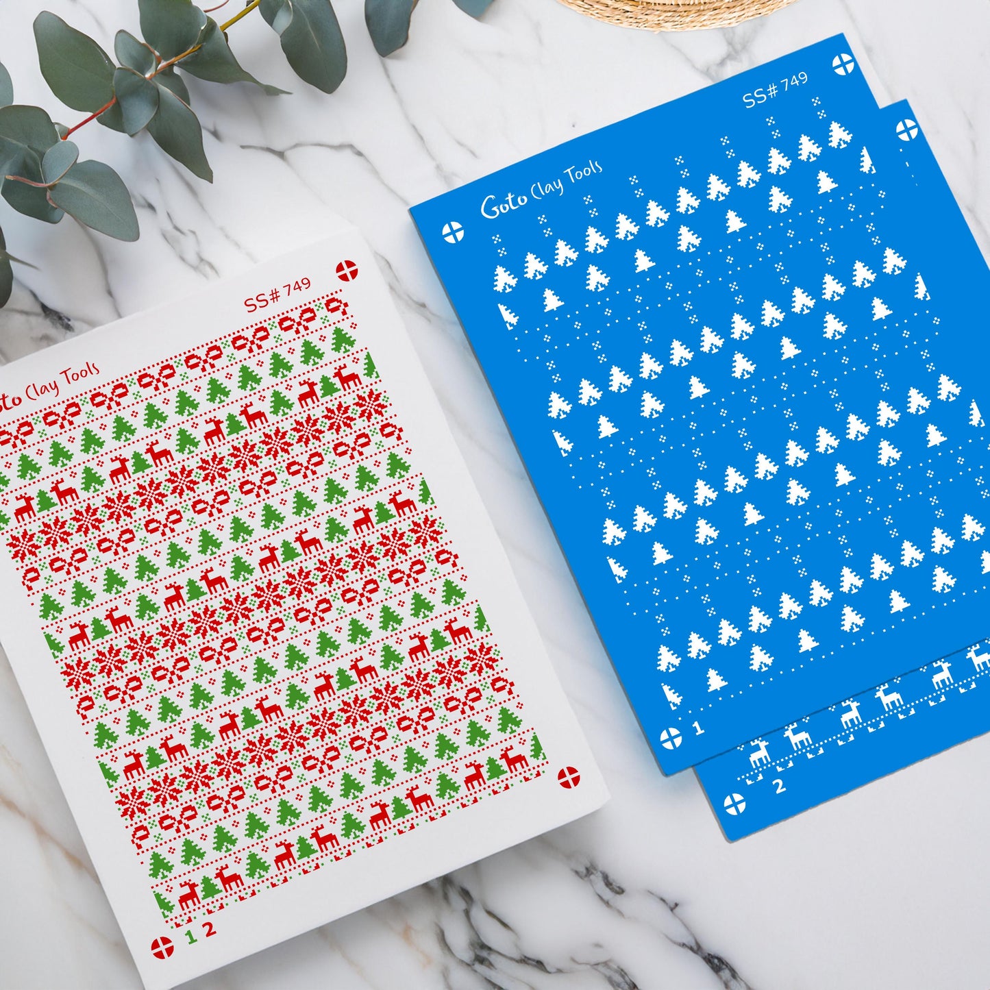 2 Layer Christmas Silkscreen for Polymer Clay Earring making, Clay Stencils, Clay Earring Silkscreen, Polymer Clay Supplies SS#749