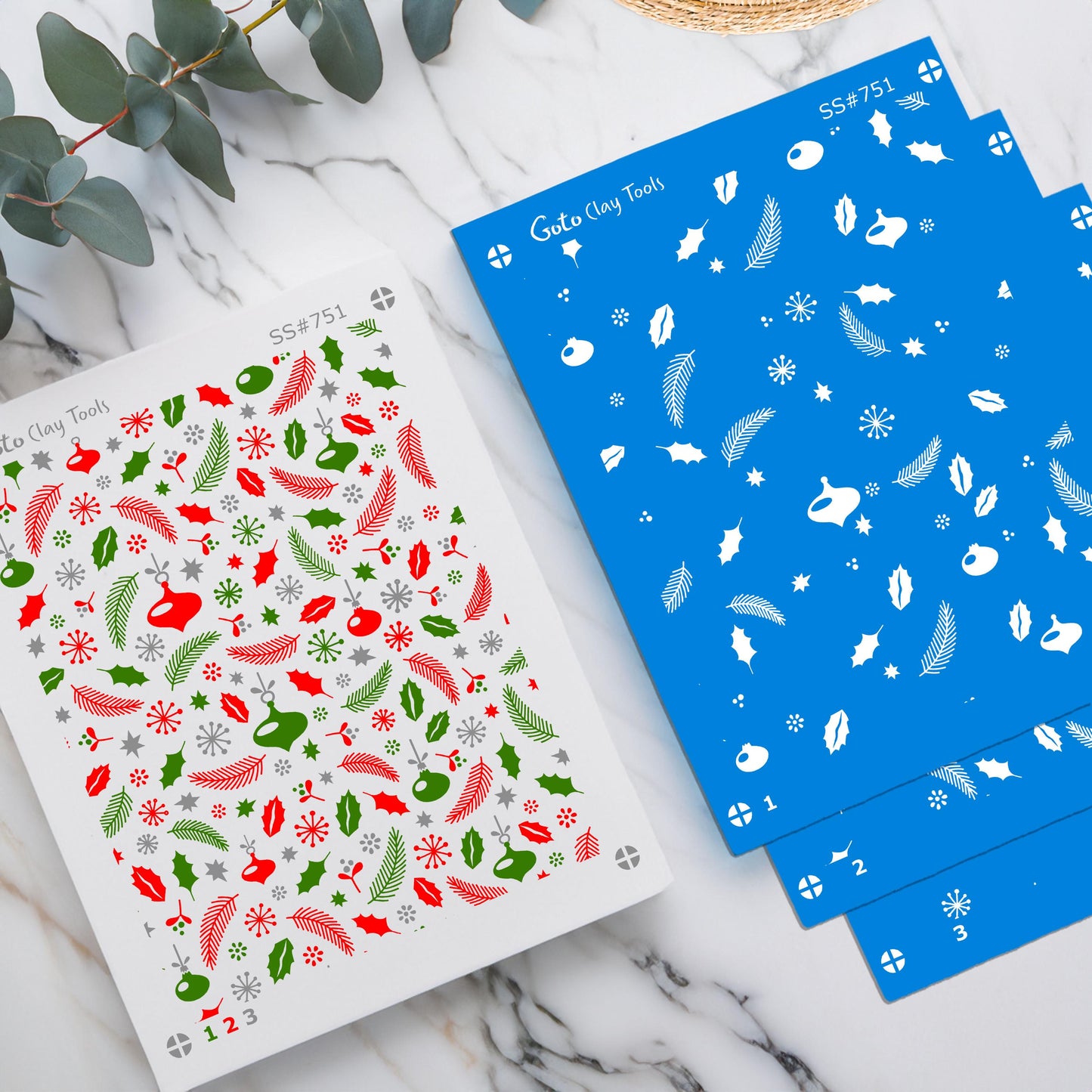 3 Layer Christmas Silkscreen for Polymer Clay Earring making, Clay Stencils, Clay Earring Silkscreen, Polymer Clay Supplies SS#751