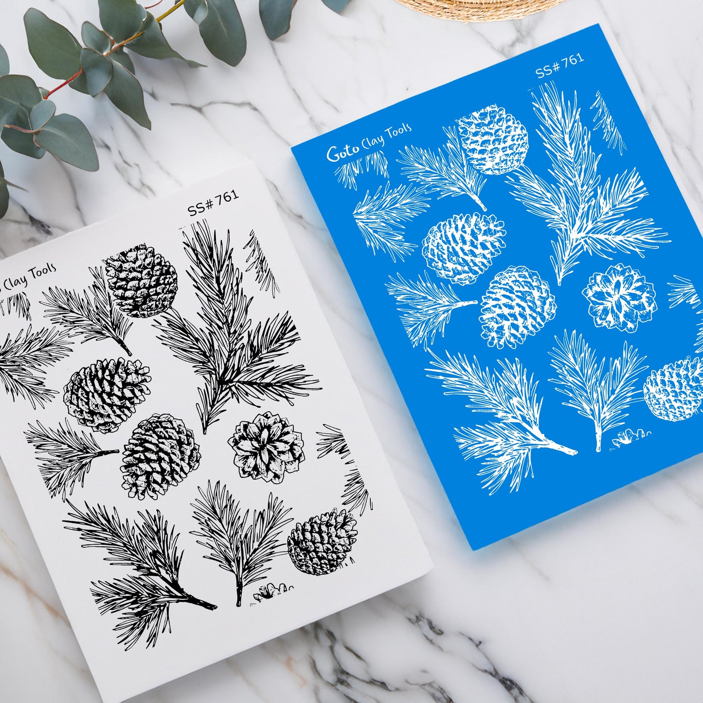 Pine Cone Christmas Silkscreen for Polymer Clay Earrings: Stencil SS#761