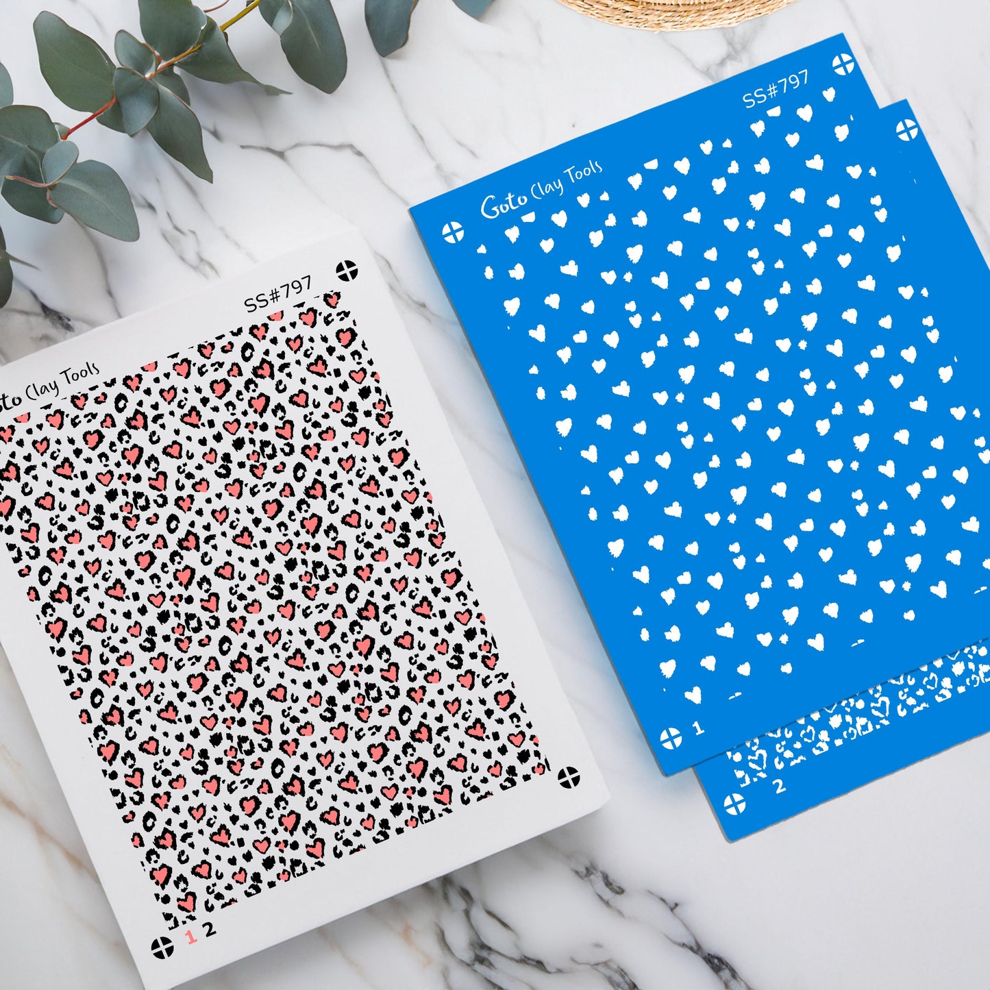 2 Layers Heart Leopard Silkscreen for Polymer Clay Earring making, Clay Stencils, Clay Earring Silkscreen, Polymer Clay Supplies SS#797