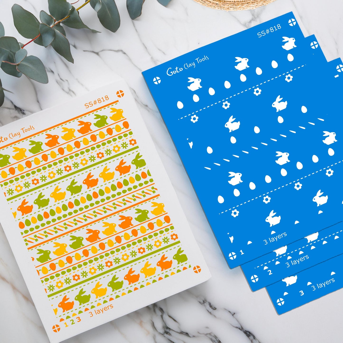 Easter Rabbit Silkscreen: Polymer Clay Earring Stencil (3.74x4.92" Printable Area) SS#818