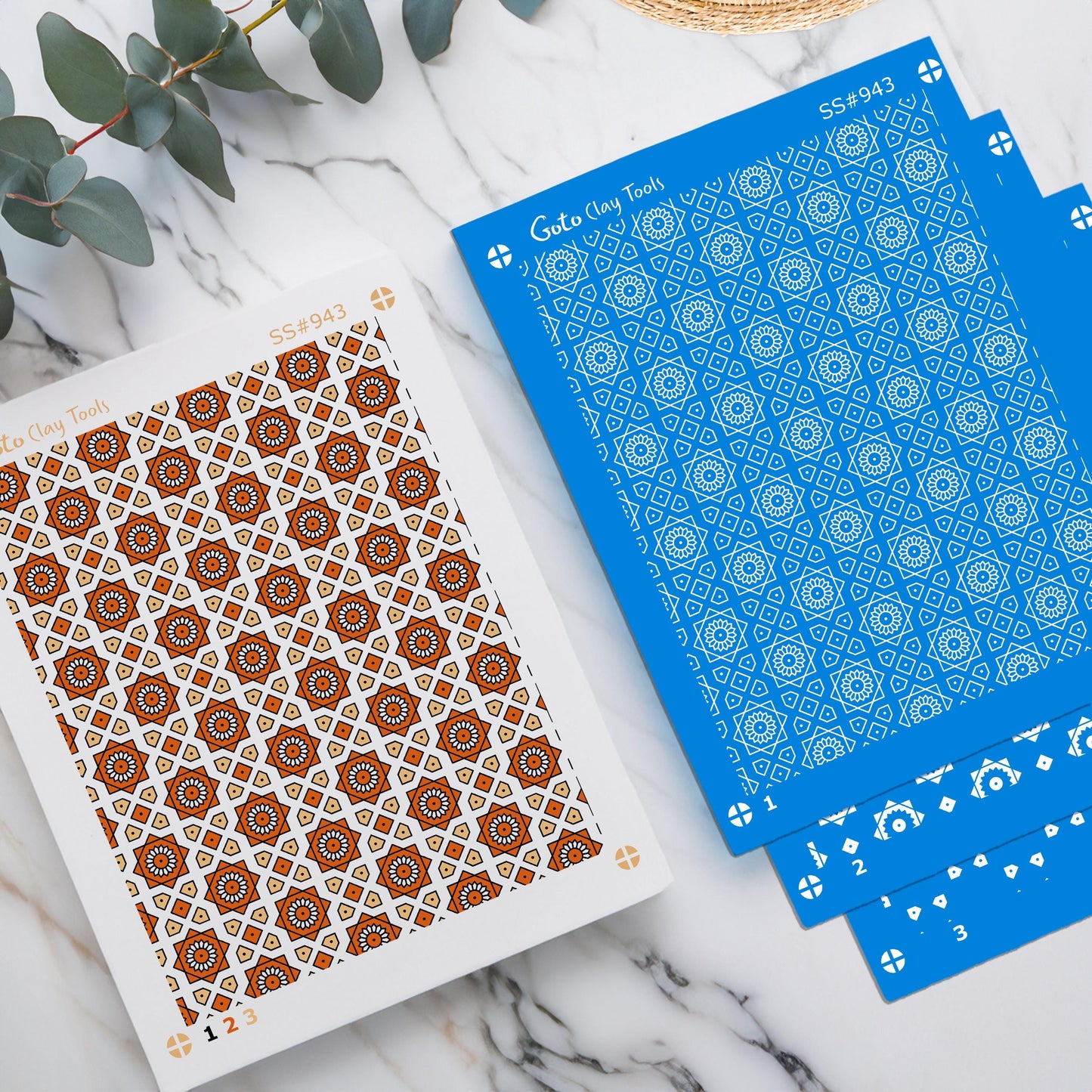 Indian Tile Silkscreen for Polymer Clay Earrings: Clay Stencil (3.74x4.92" Printable Area) SS#943