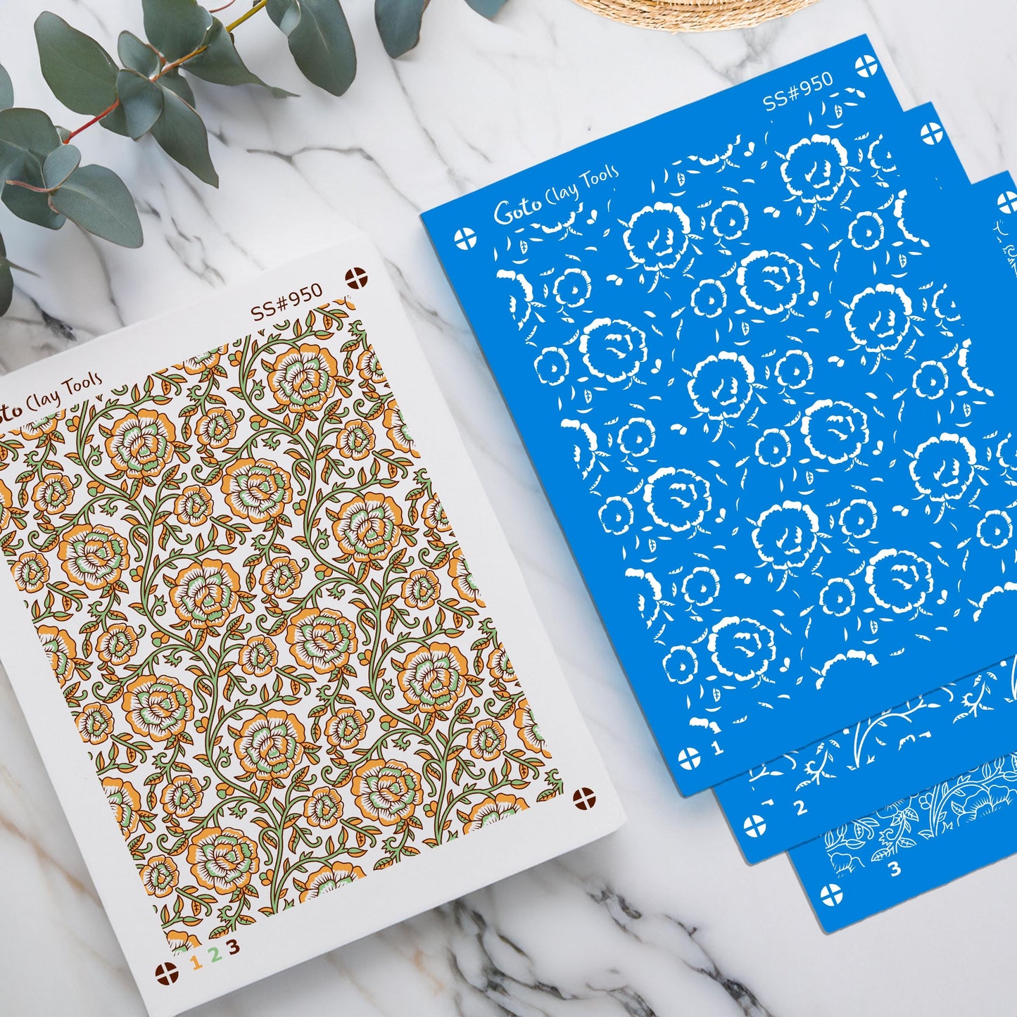Indian Floral Silkscreen for Polymer Clay Earrings: Clay Stencil (9.5x12.5cm) SS#950
