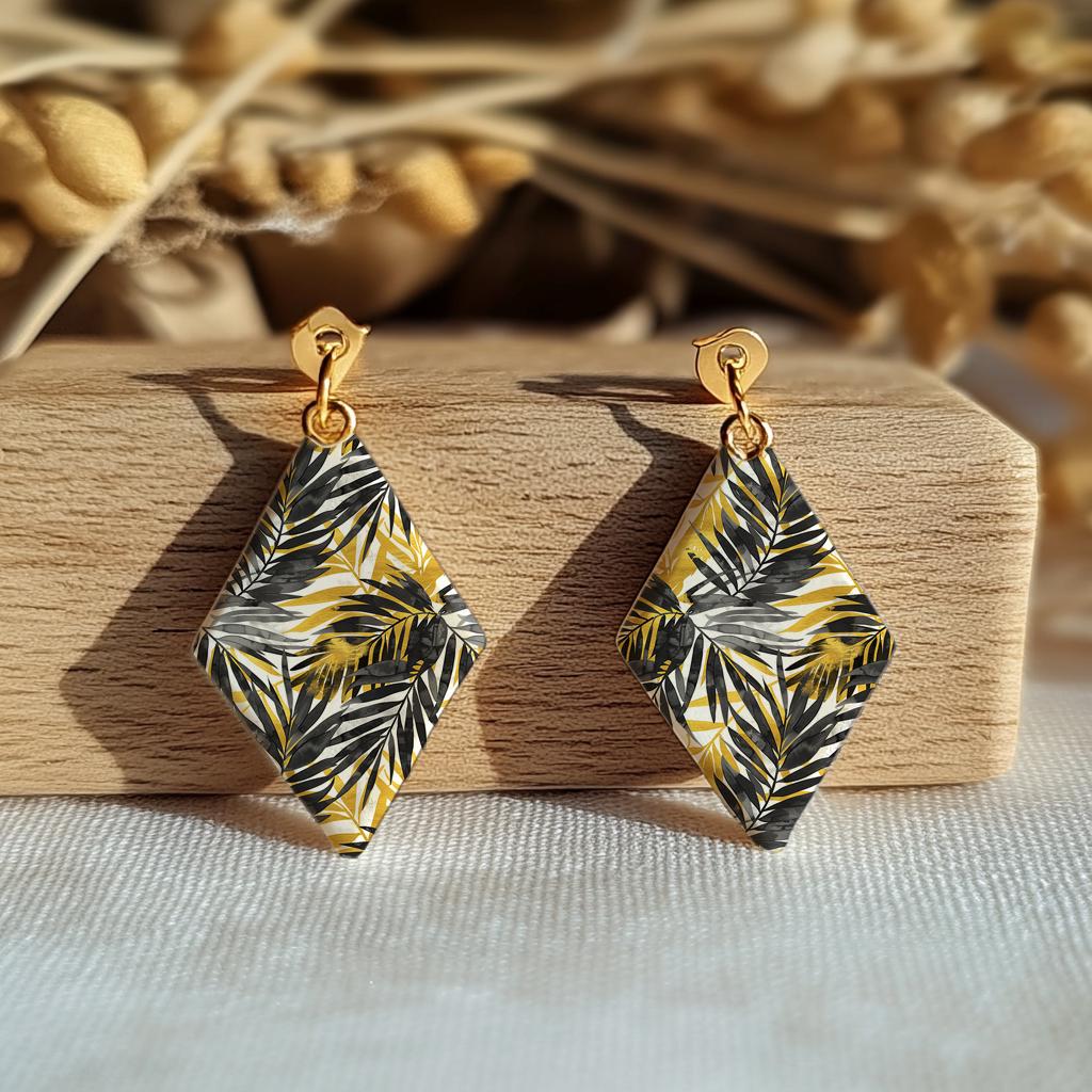 Tropical Leaf Polymer Clay Transfer Paper: Gold & Black, Water Soluble