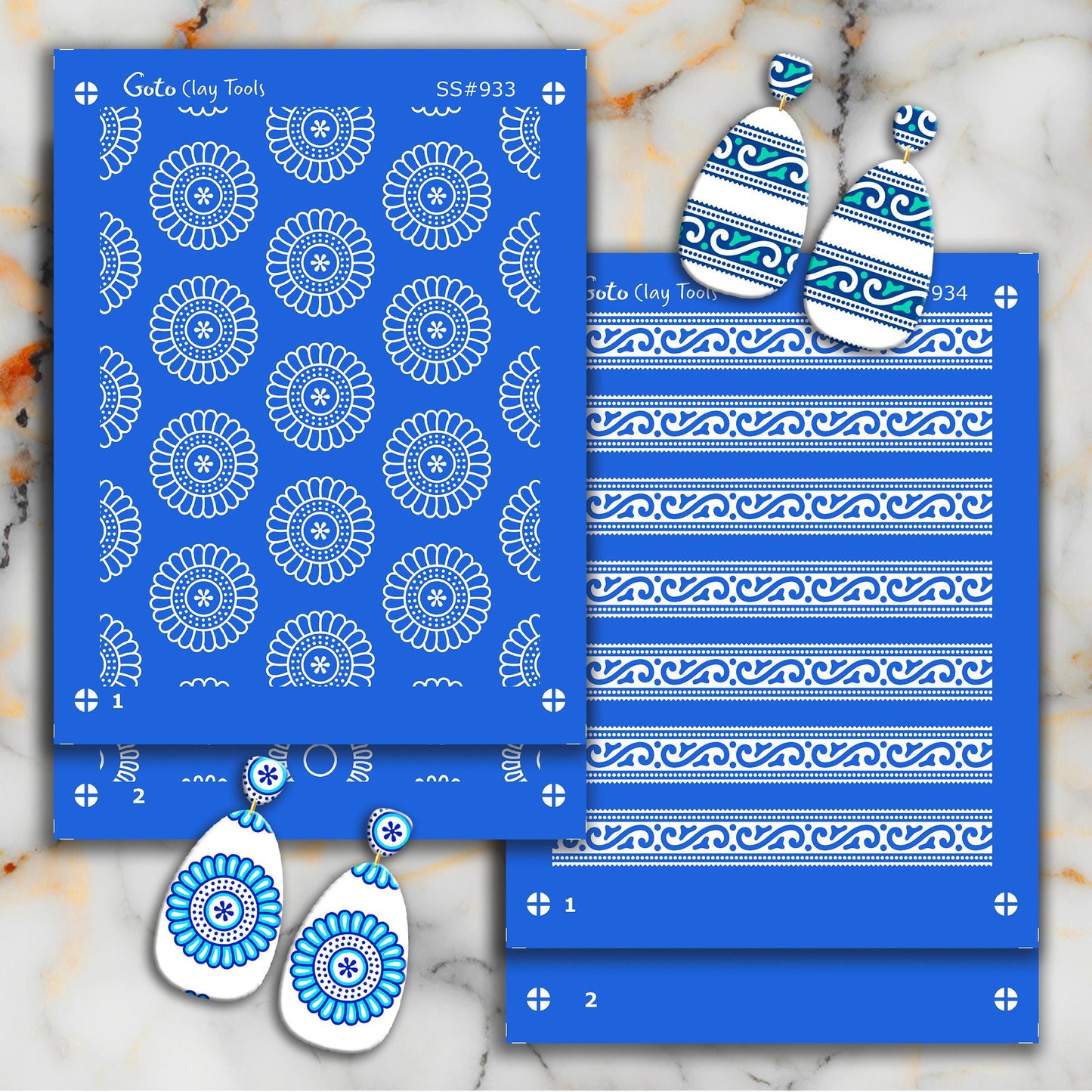 2 layers Indian Silkscreen for Polymer Clay Earring making, Clay Stencils, Clay Earring Silkscreen SS#934