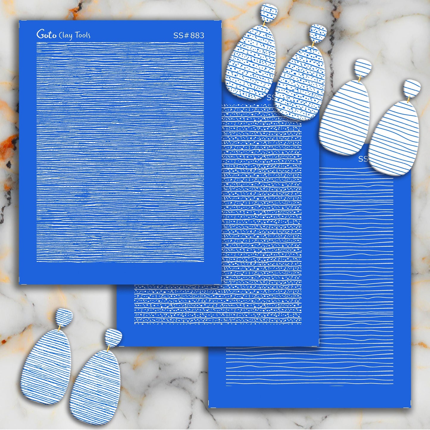 Wavy line pattern Silkscreen for Polymer Clay Earring making, Clay Stencils, Clay Earring Silkscreen, Polymer Clay Supplies SS#1093