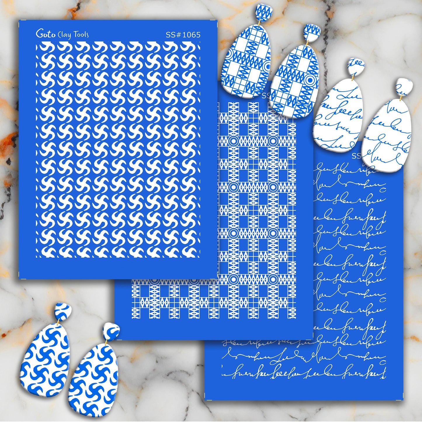 African Pattern Silkscreen for Polymer Clay Earrings: Clay Stencil (9.5x12.5cm) SS#1065