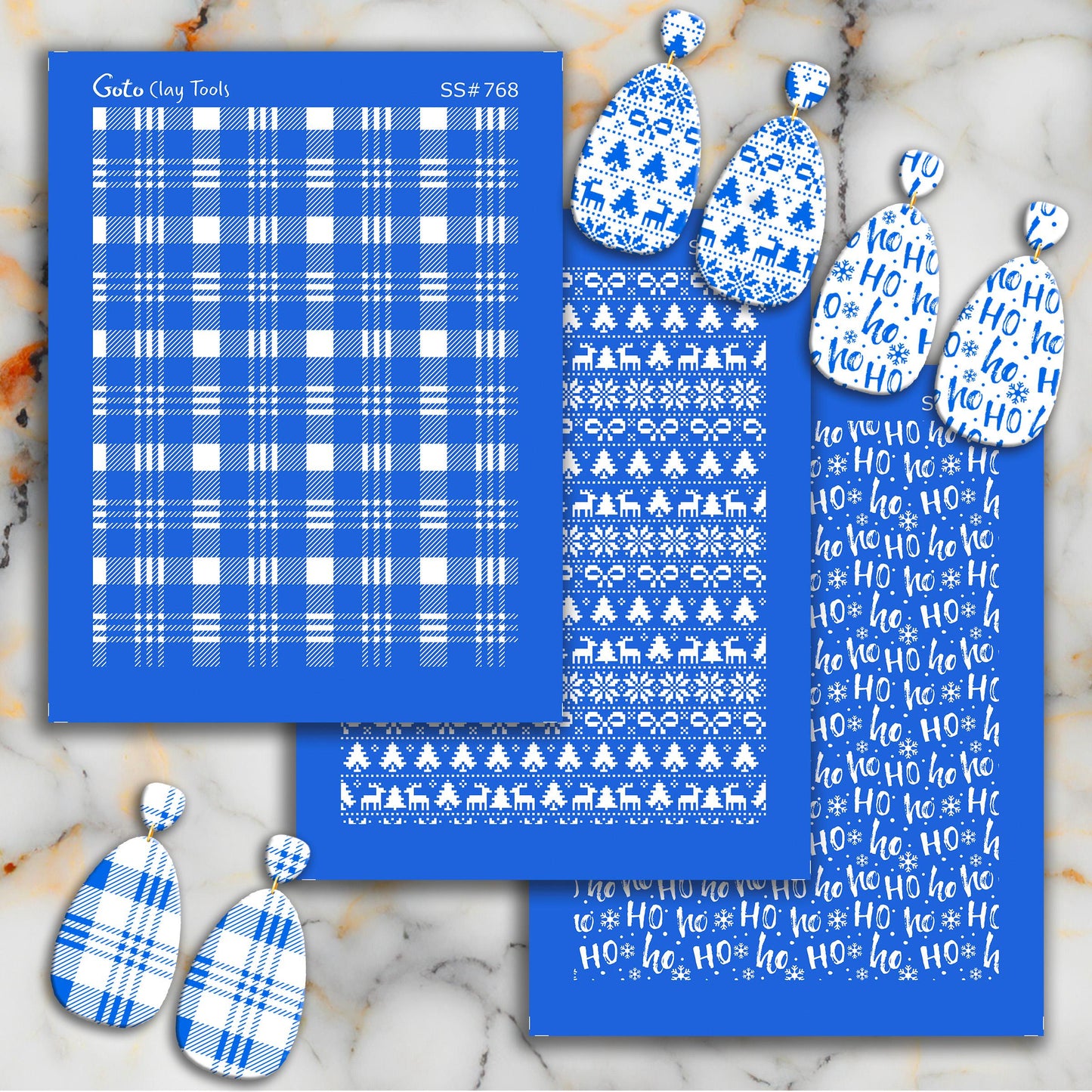 Christmas Silkscreen for Polymer Clay Earring making, Clay Stencils, Clay Earring Silkscreen, Polymer Clay Supplies SS#768