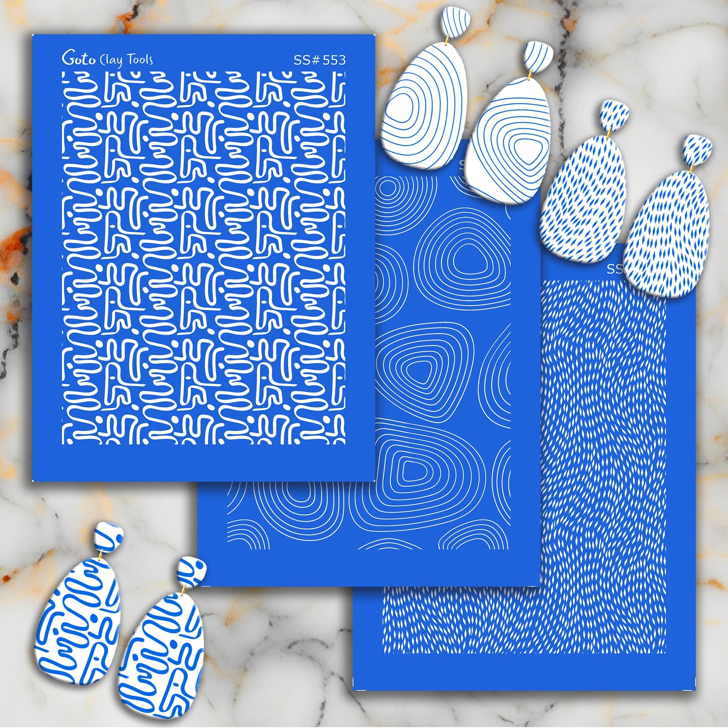 Abstract squiggle Silkscreen for Polymer Clay Earring making, Clay Stencils, Clay Earring Silkscreen, Polymer Clay Supplies SS#553