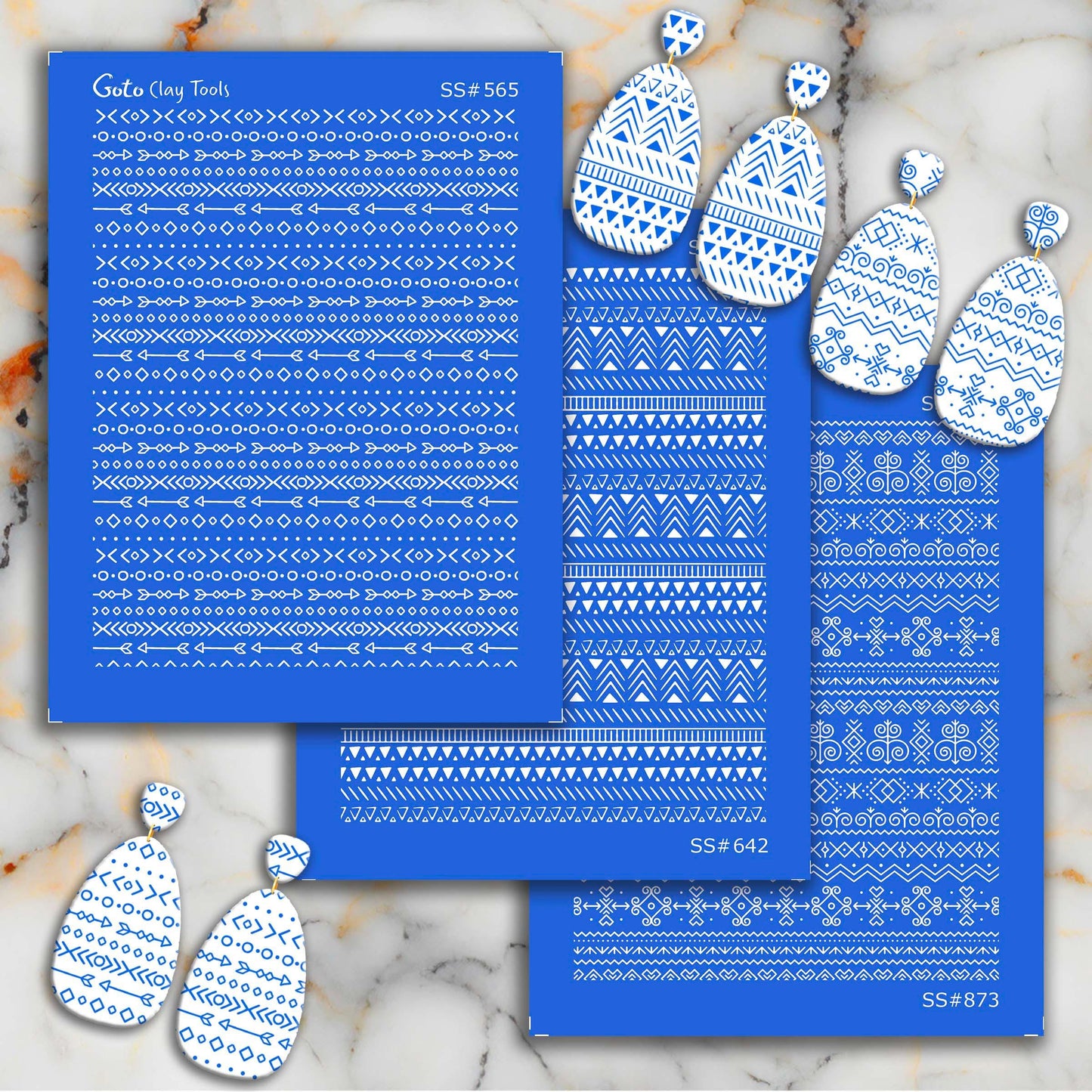 Tribal Stripes Silkscreen for Polymer Clay Earrings: Clay Stencil (9.5x12.5cm) SS#565