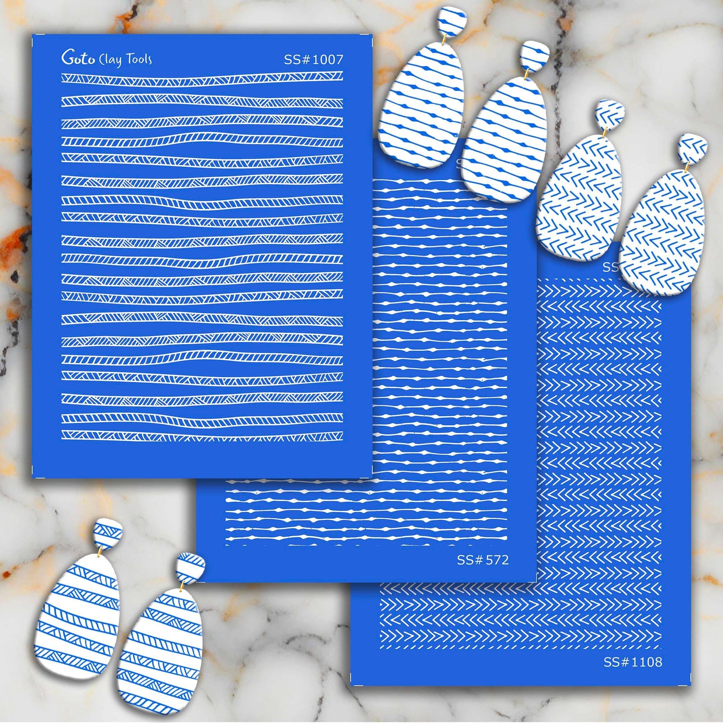Ethnic Stripes Silkscreen for Polymer Clay Earrings: Stencil SS#1108