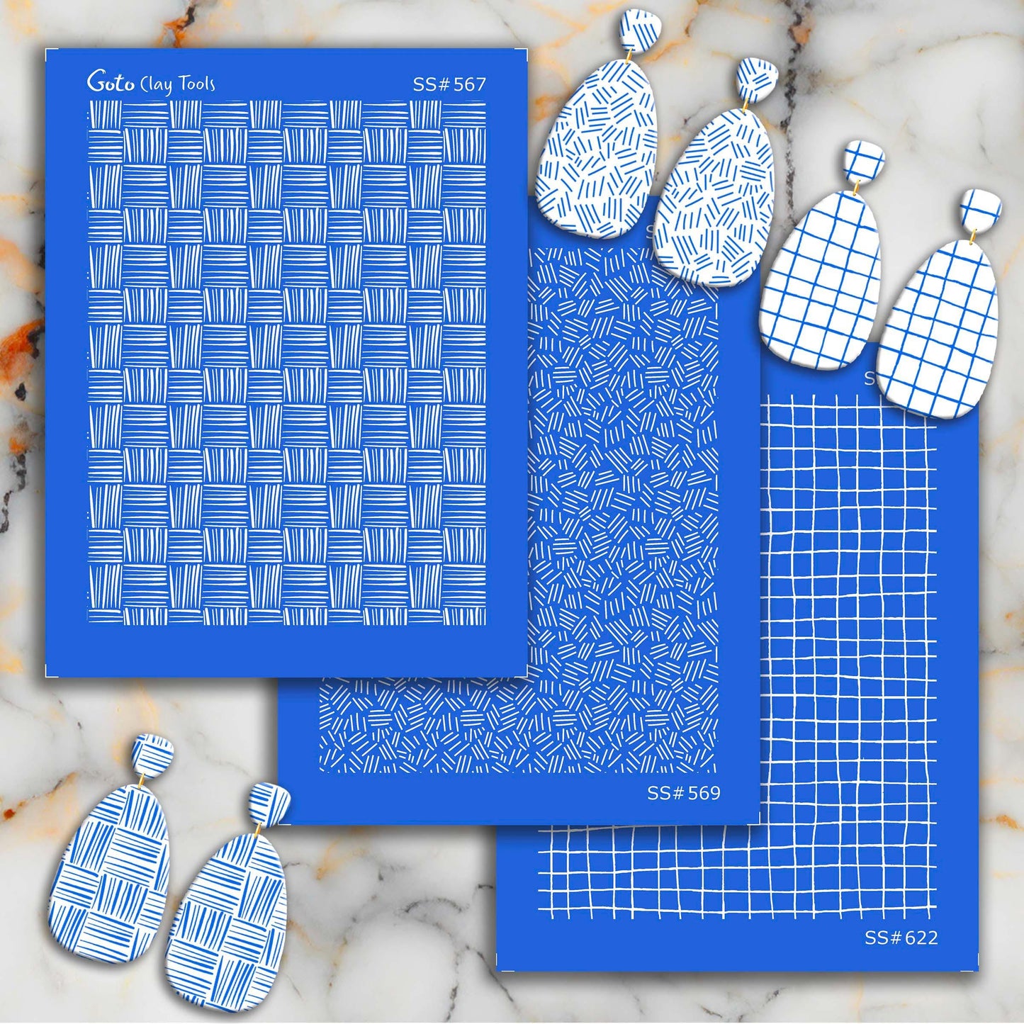 Cross Lining Silkscreen for Polymer Clay Earrings: Clay Stencil (9.5x12.5cm) SS#622