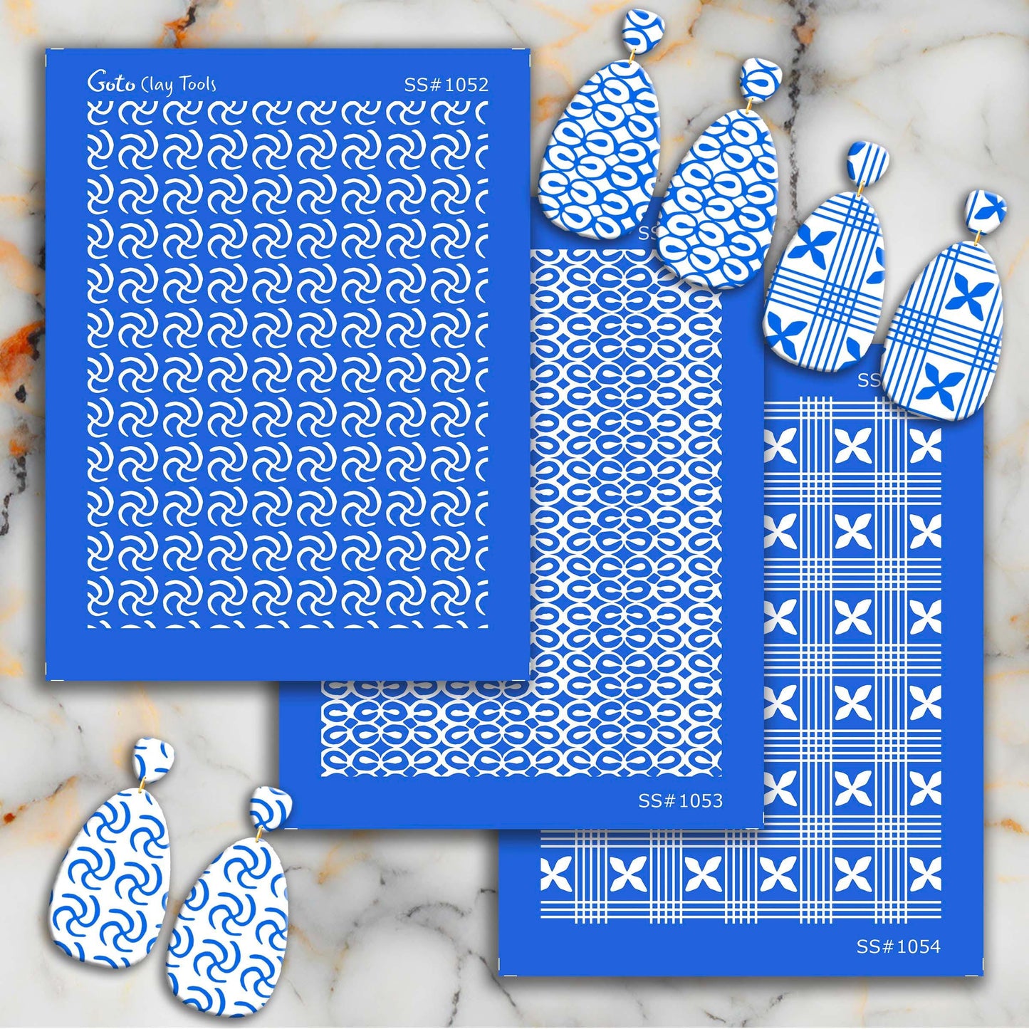 African Style Silkscreen for Polymer Clay Earrings: SS#1053