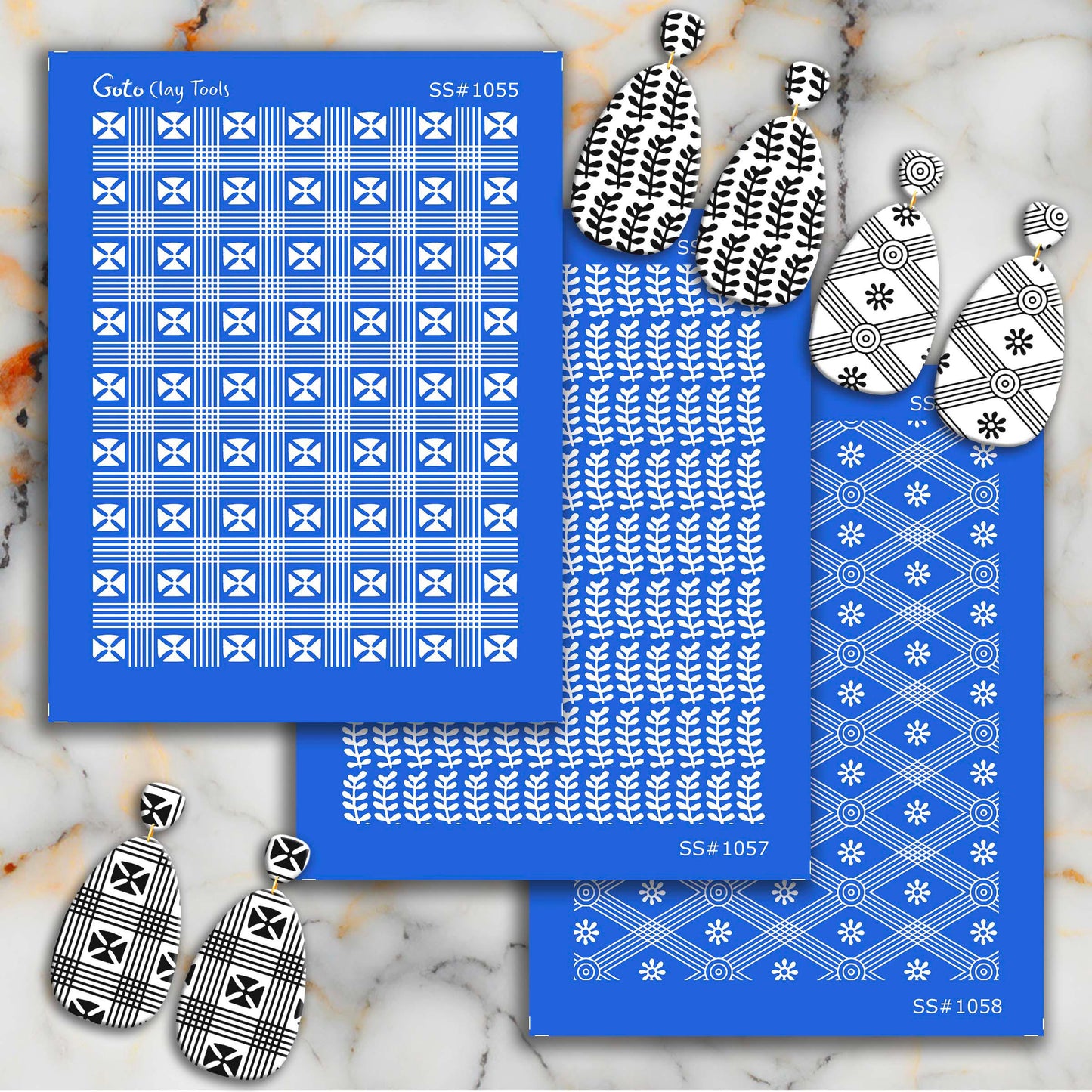 African Style Polymer Clay Silkscreen for Earring Making: Clay Stencil (3.74x4.92" Printable Area) SS#1058