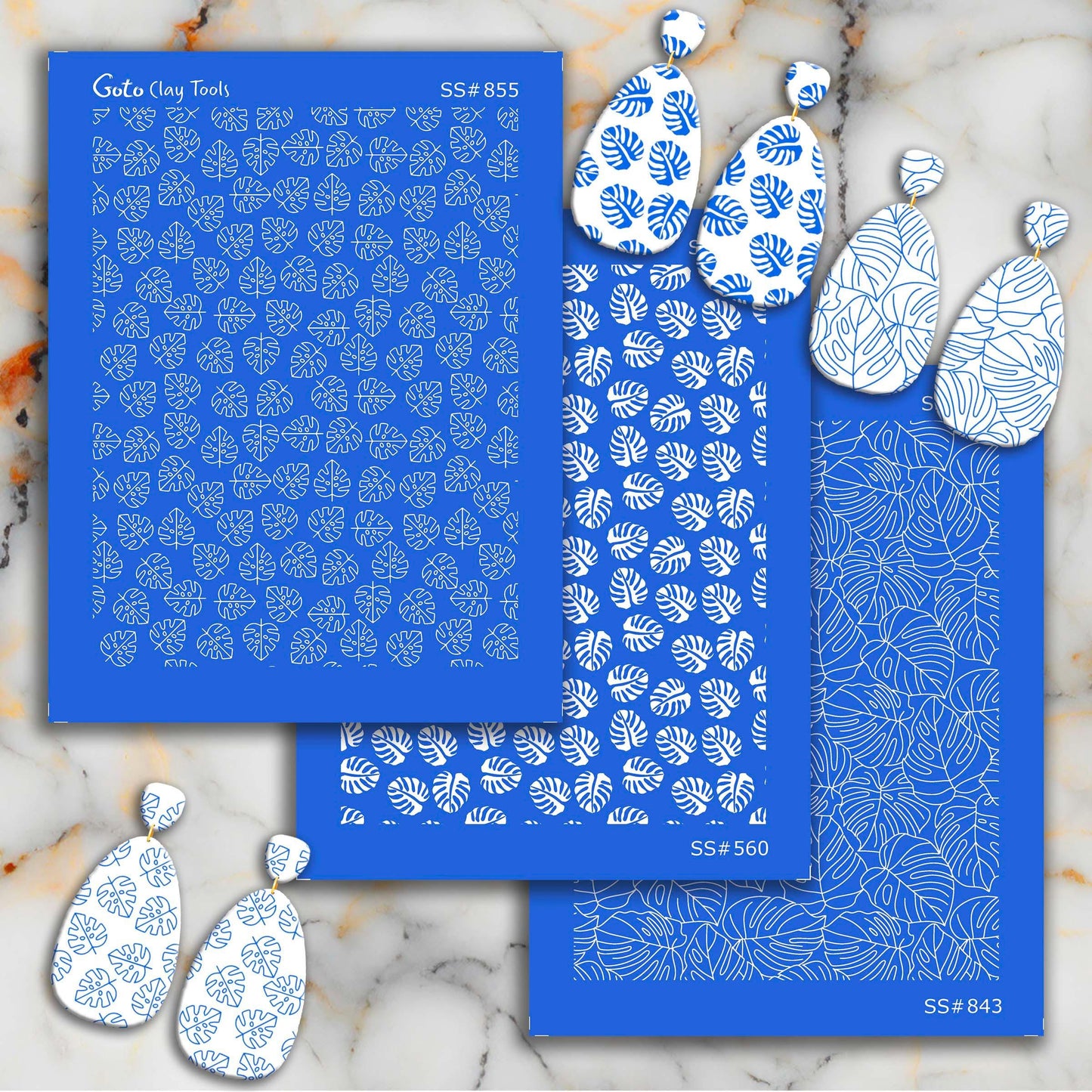 Monstera Leaf Silkscreen for Polymer Clay Earrings: Stencil SS#855