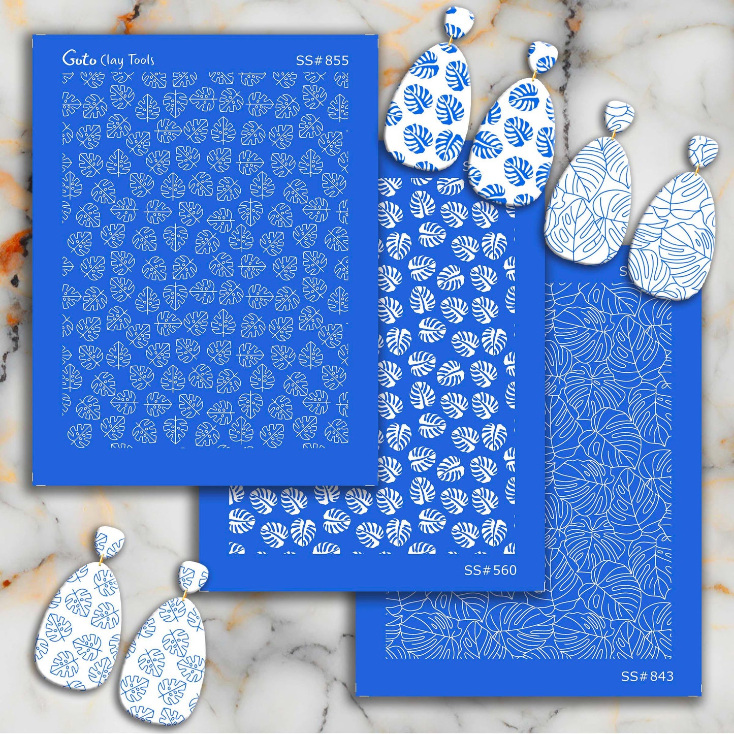 Monstera Leaf Silkscreen for Polymer Clay Earrings: Jewelry Making Stencil SS#560