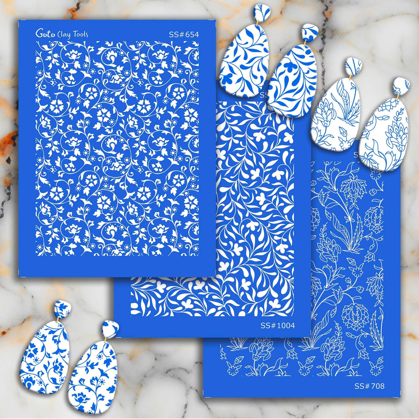 Floral Vine Silkscreen for Polymer Clay Earrings: Clay Stencil (SS#654
