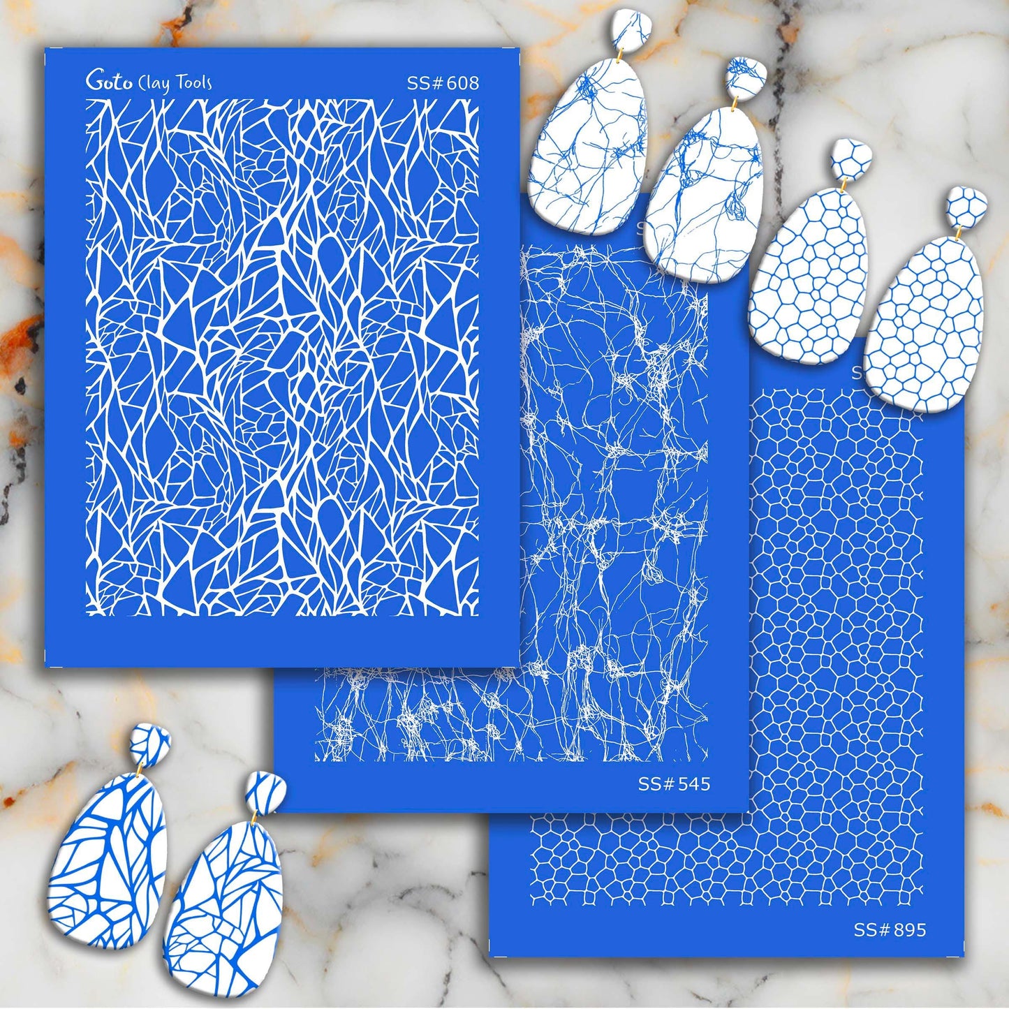Crackle Silkscreen for Polymer Clay Earrings: Stencil for Jewelry Making. SS#545
